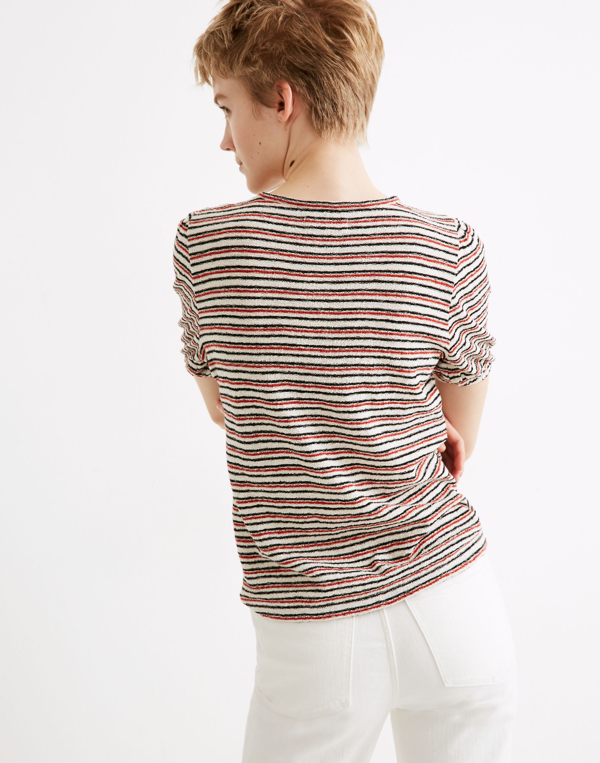 Superlight Jacquard Puff-Sleeve Tee Stripe | Madewell