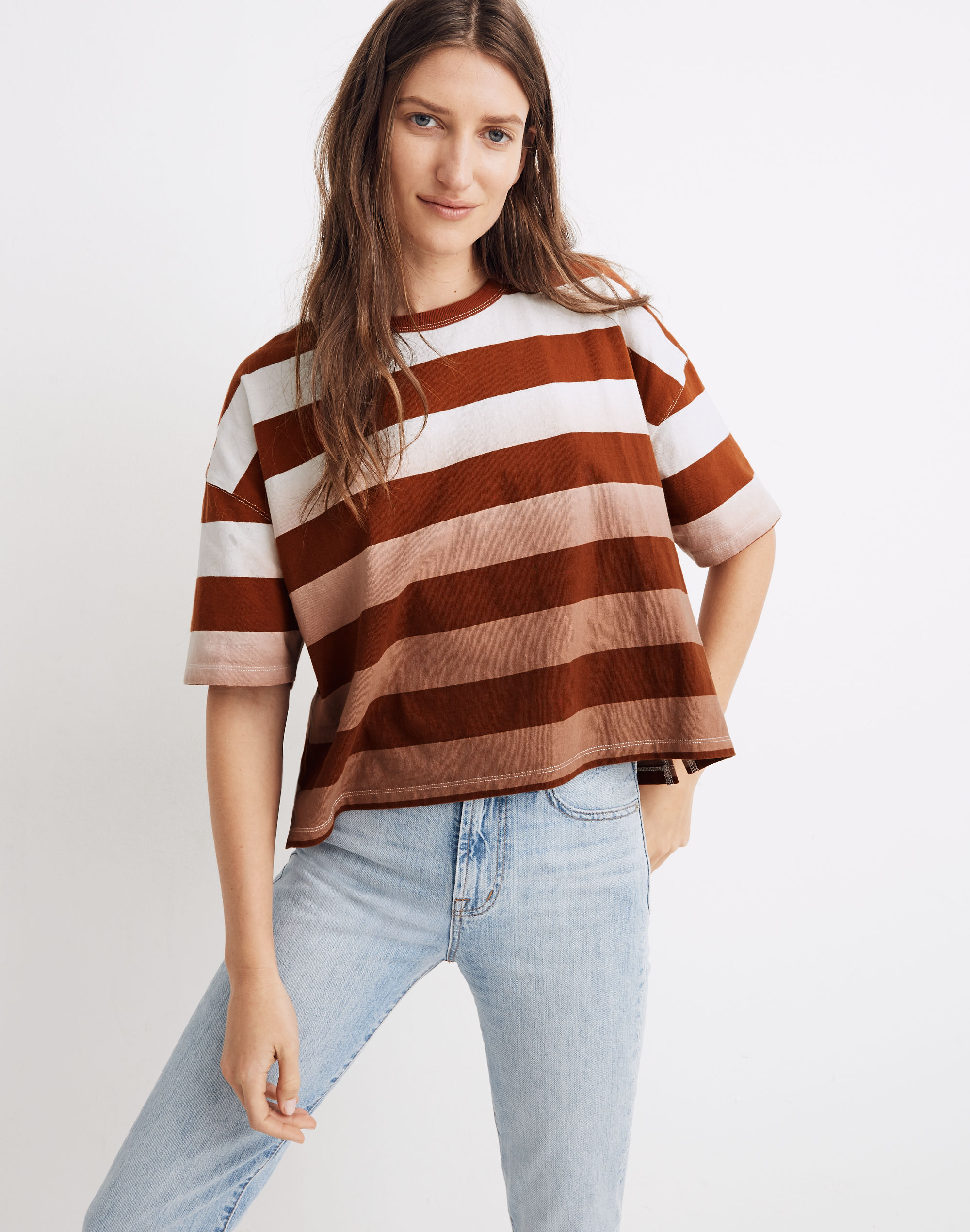 Dip-Dye Oversized Tee in Groton Stripe | Madewell