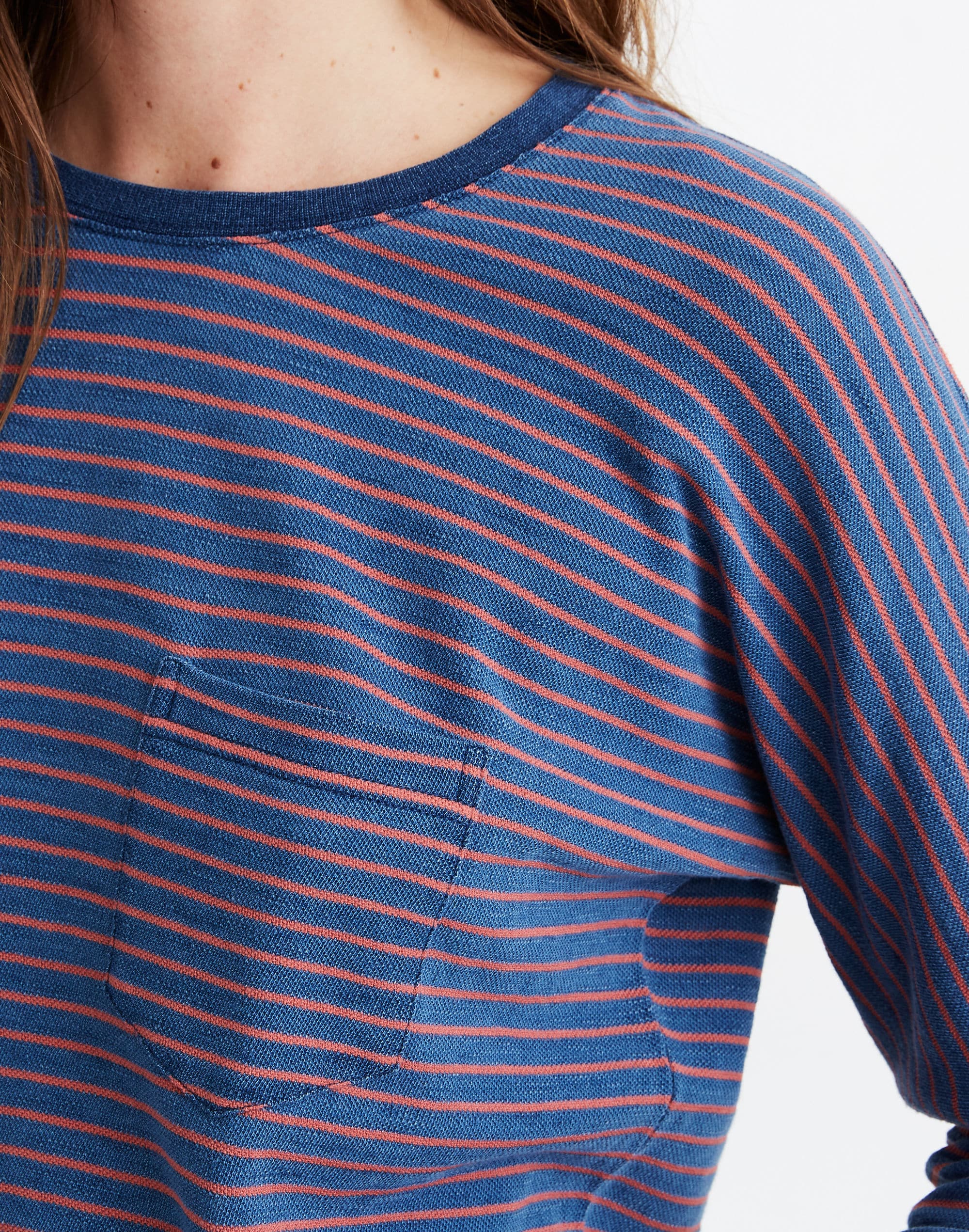 Drop-Sleeve Pocket Tee in Indigo Stripe | Madewell