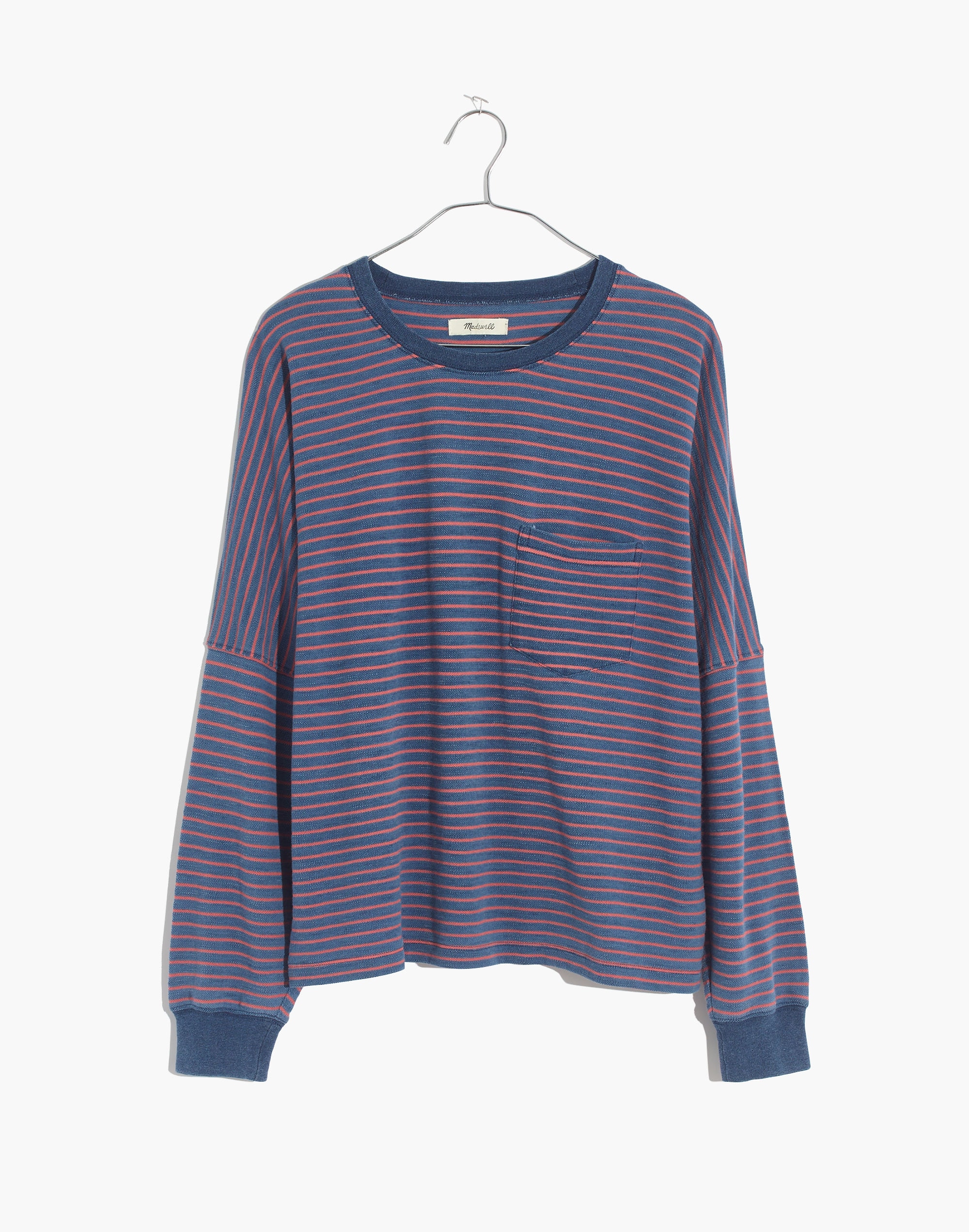 Drop-Sleeve Pocket Tee in Indigo Stripe | Madewell