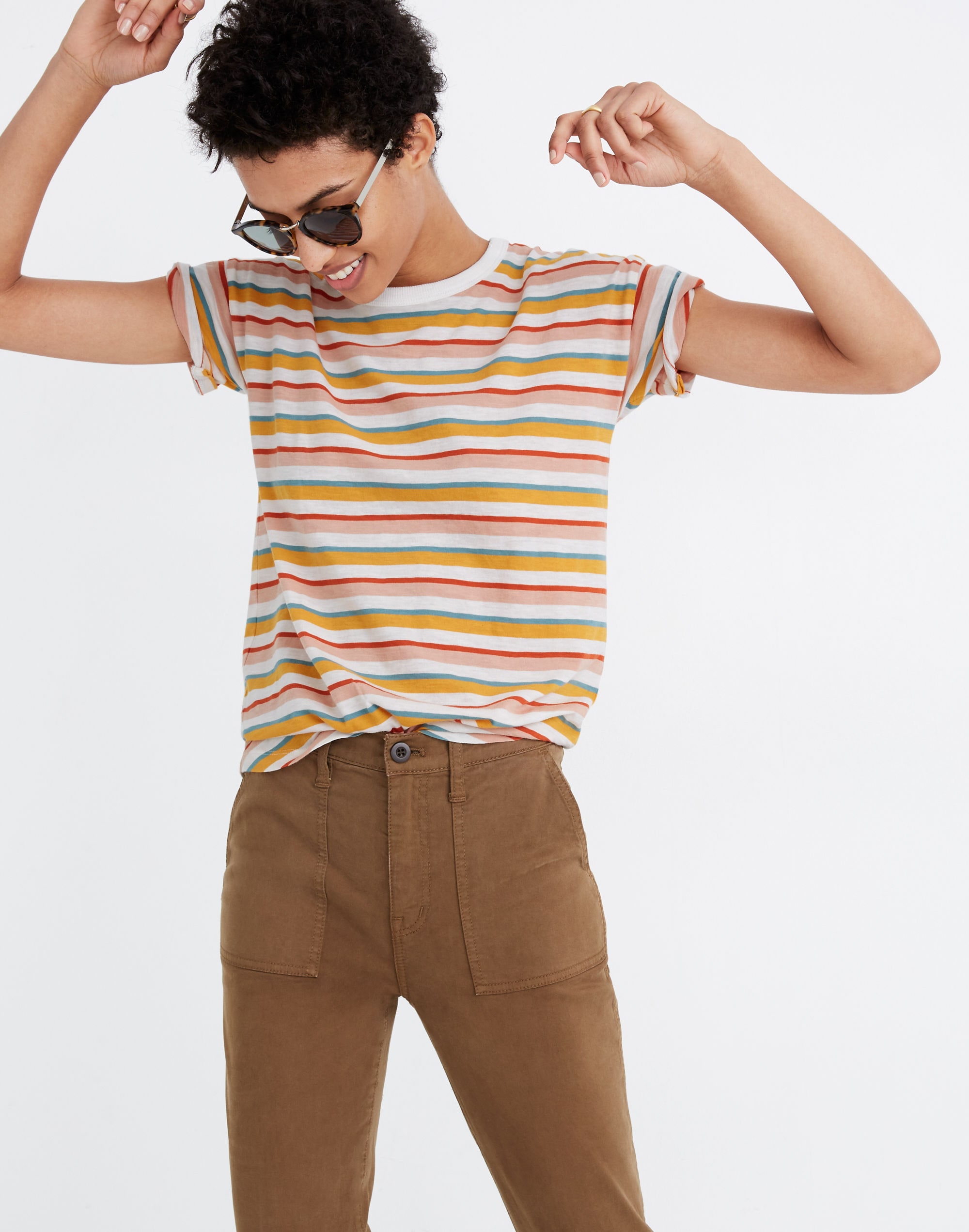 Whisper Cotton Rib-Crewneck Tee Daniels Stripe | Madewell