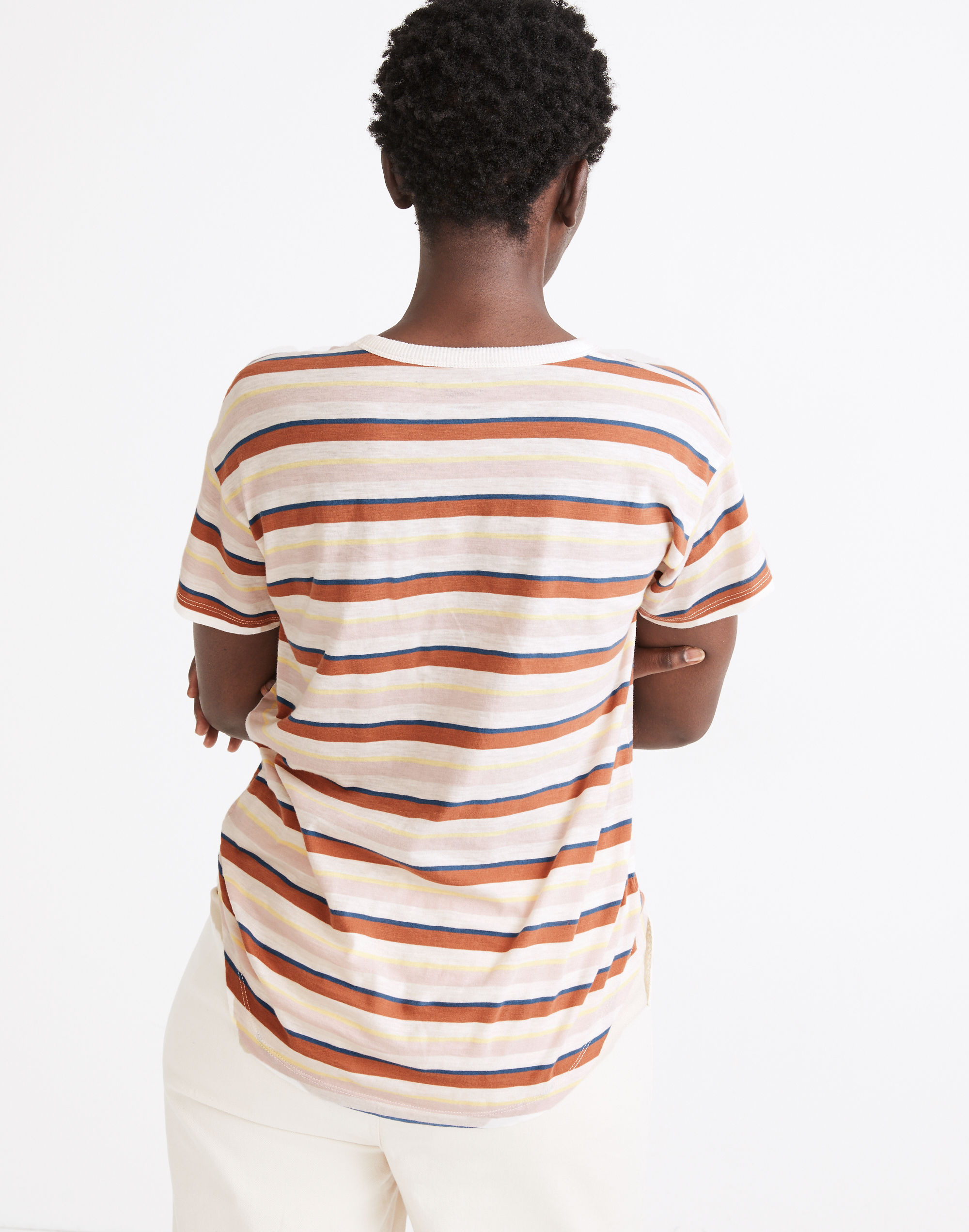 Whisper Cotton Rib-Crewneck Tee Daniels Stripe | Madewell