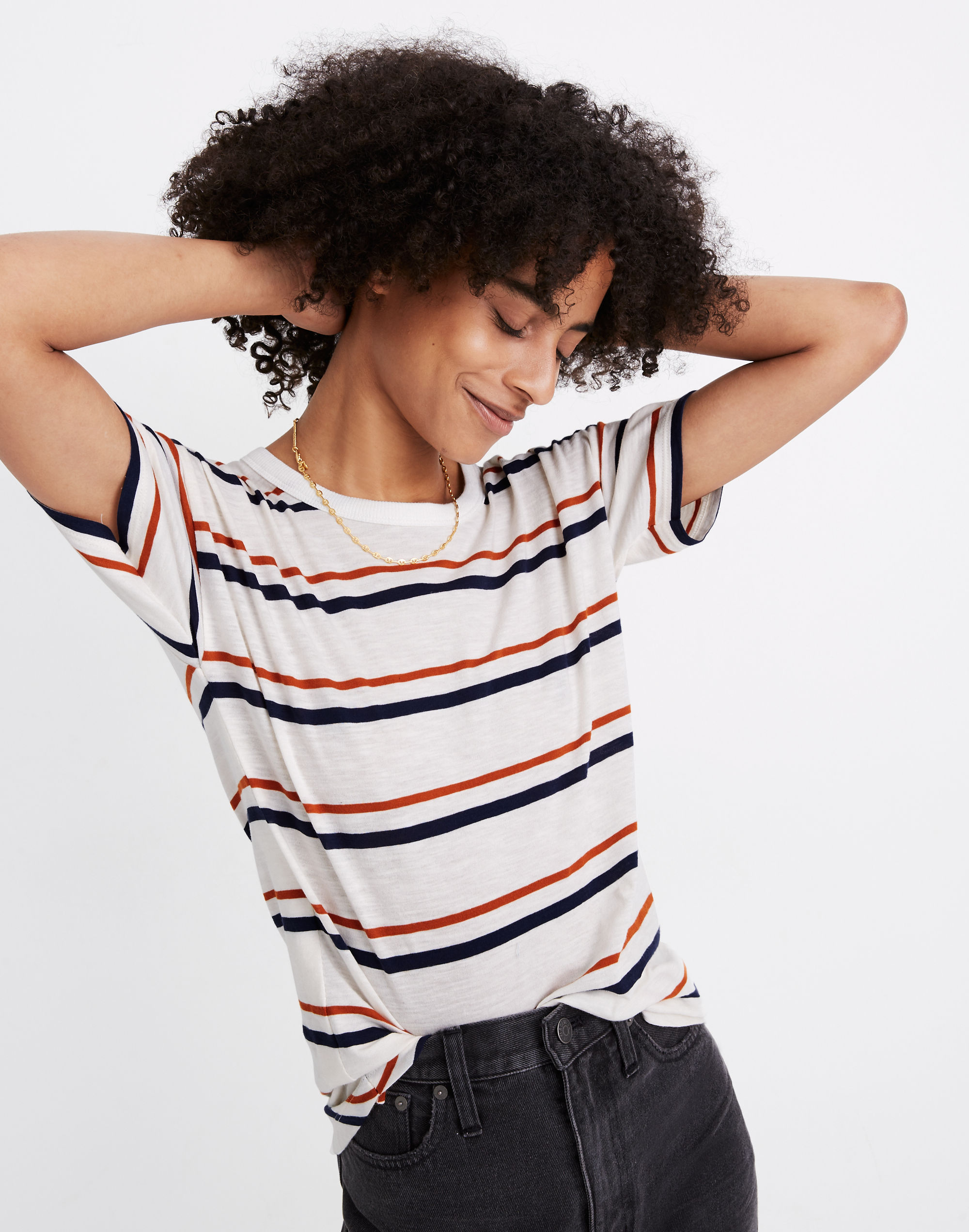 Whisper Cotton Rib-Crewneck Tee Smithly Stripe | Madewell