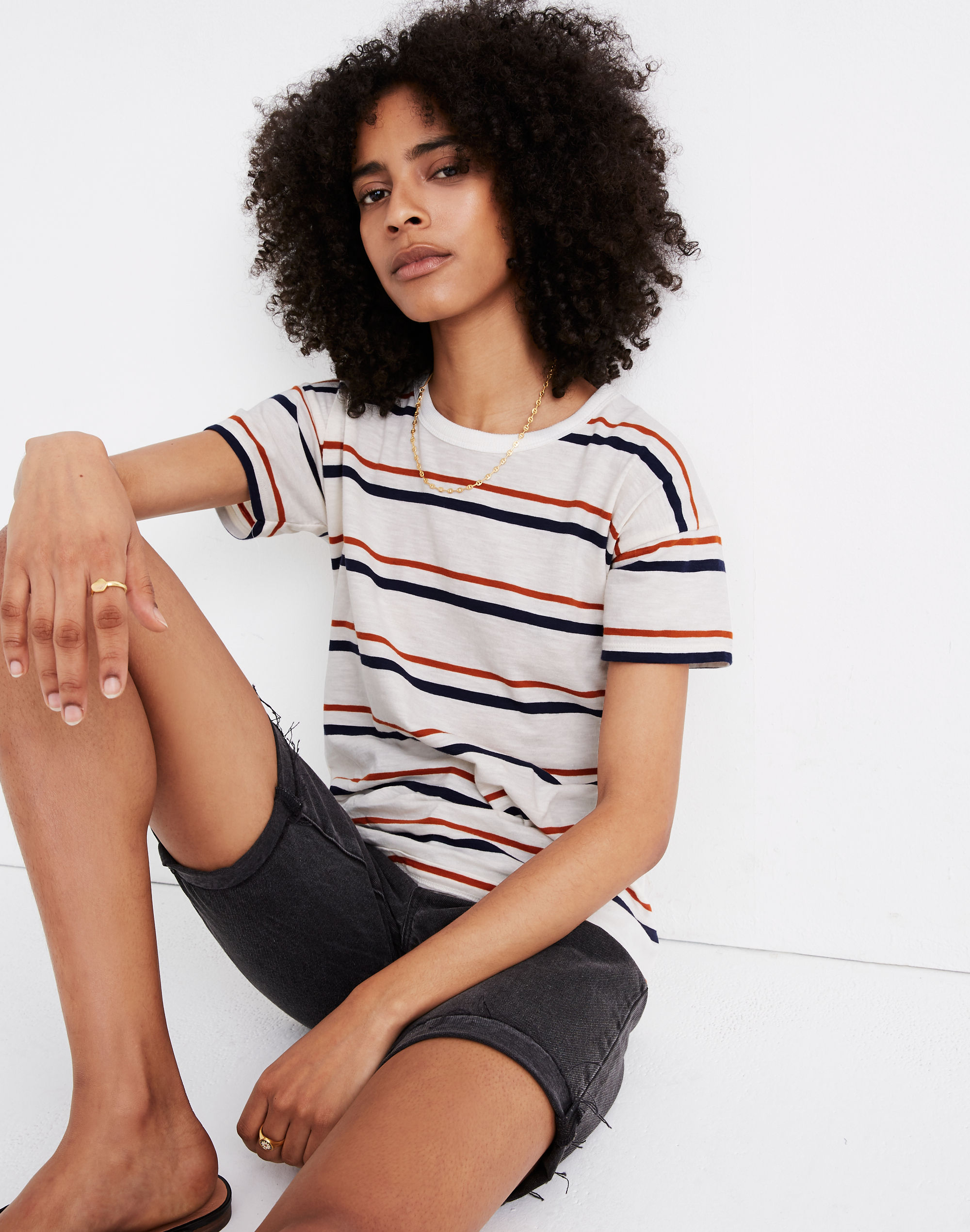 Whisper Cotton Rib-Crewneck Tee Smithly Stripe | Madewell