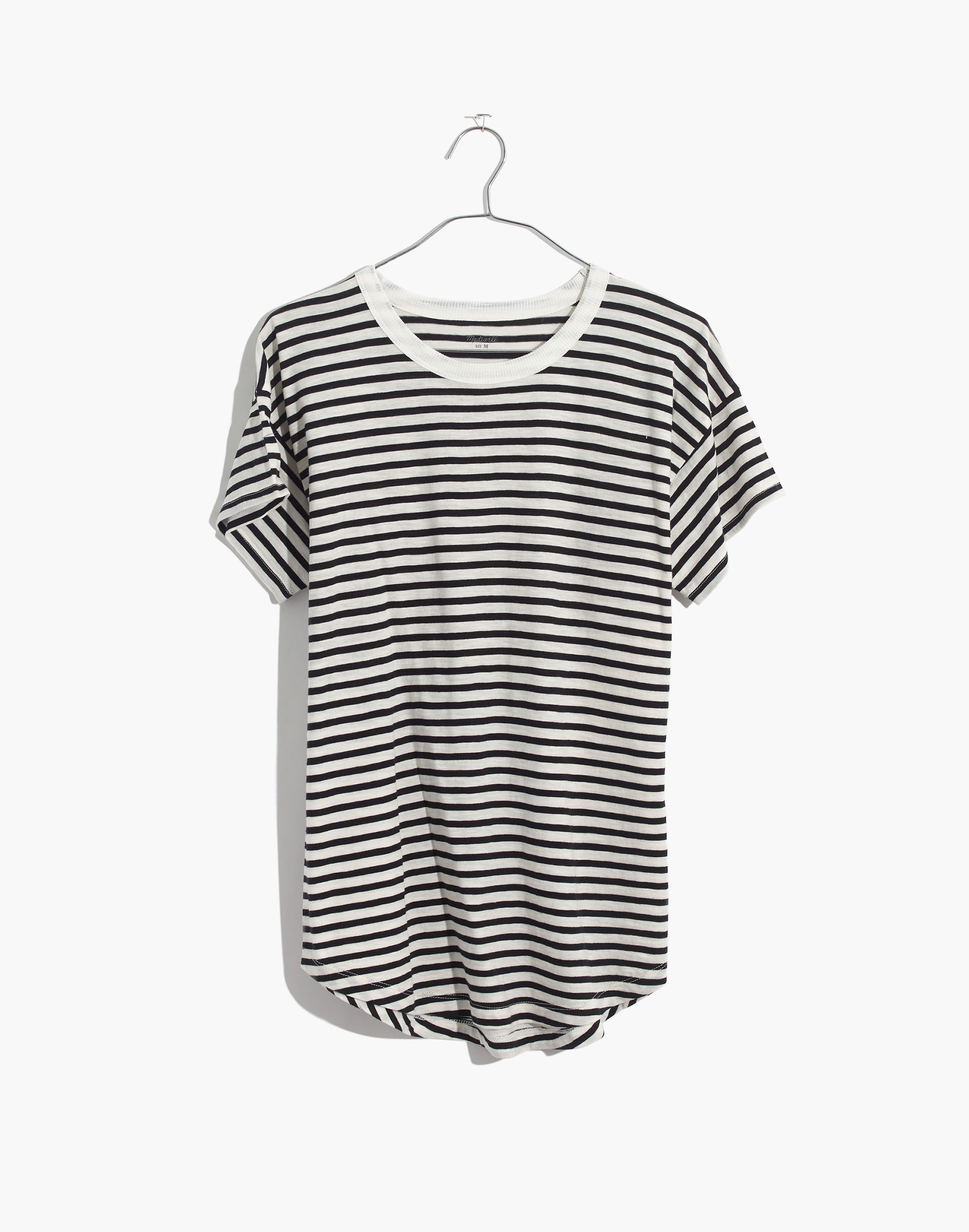 Whisper Cotton Rib-Crewneck Tee in Bridgewater Stripe | Madewell