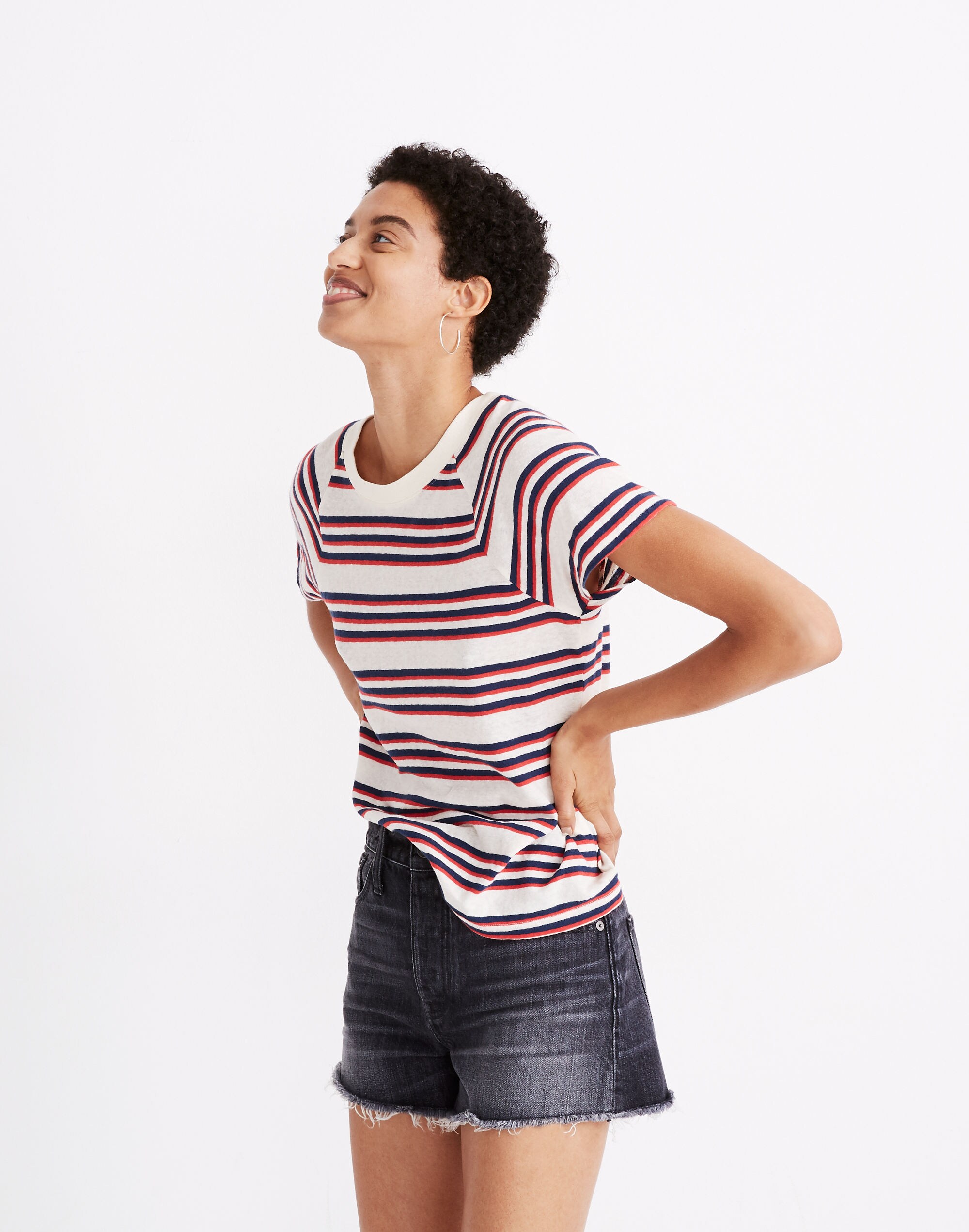 Flare-Sleeve Raglan Tee Stripe | Madewell