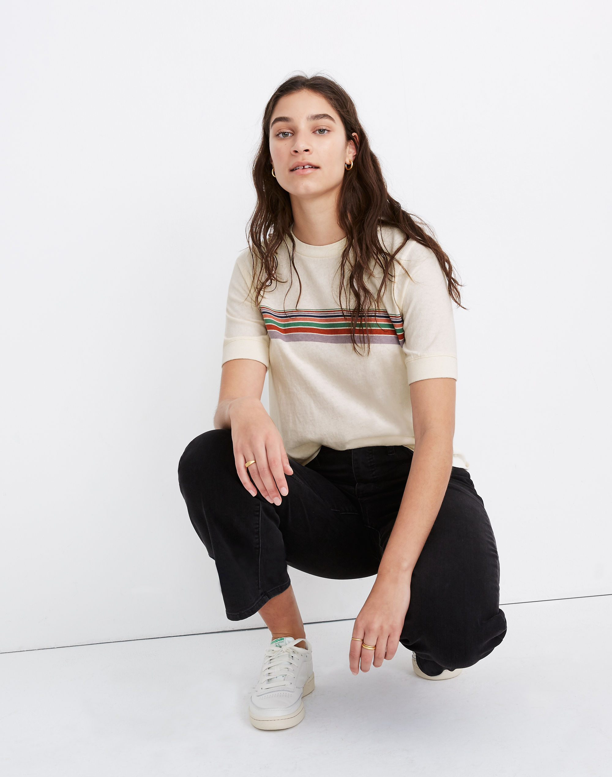 Recycled Cotton Placed-Stripe Relaxed Tee | Madewell