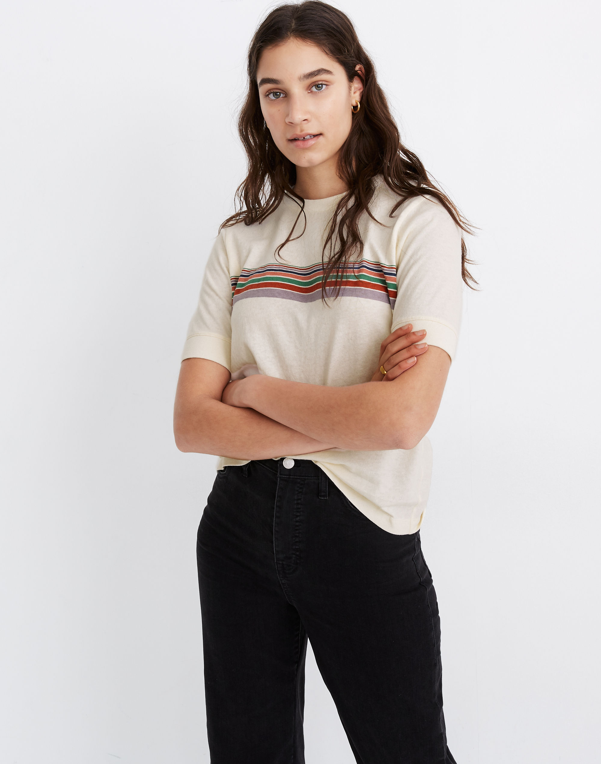 Recycled Cotton Placed-Stripe Relaxed Tee | Madewell