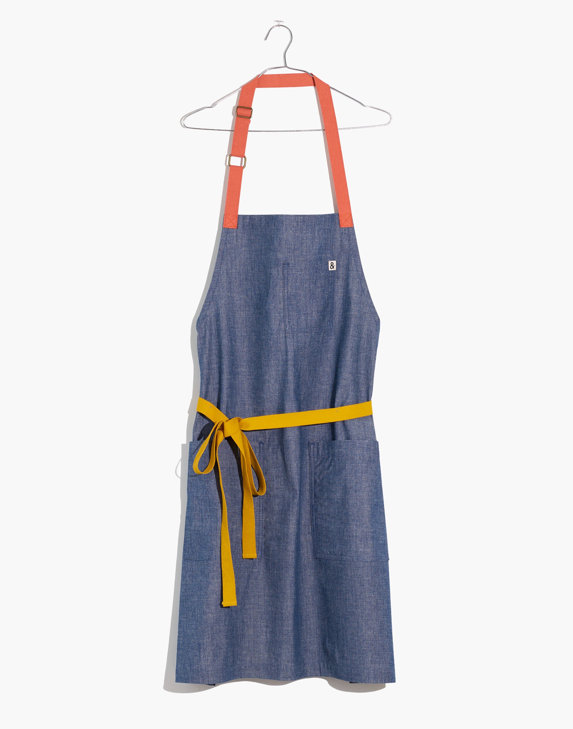 Hedley & Bennett HB001613 Full Length Bib Apron w/ (2) Pockets - 33 x 30, Cotton, Cedar Blue Denim