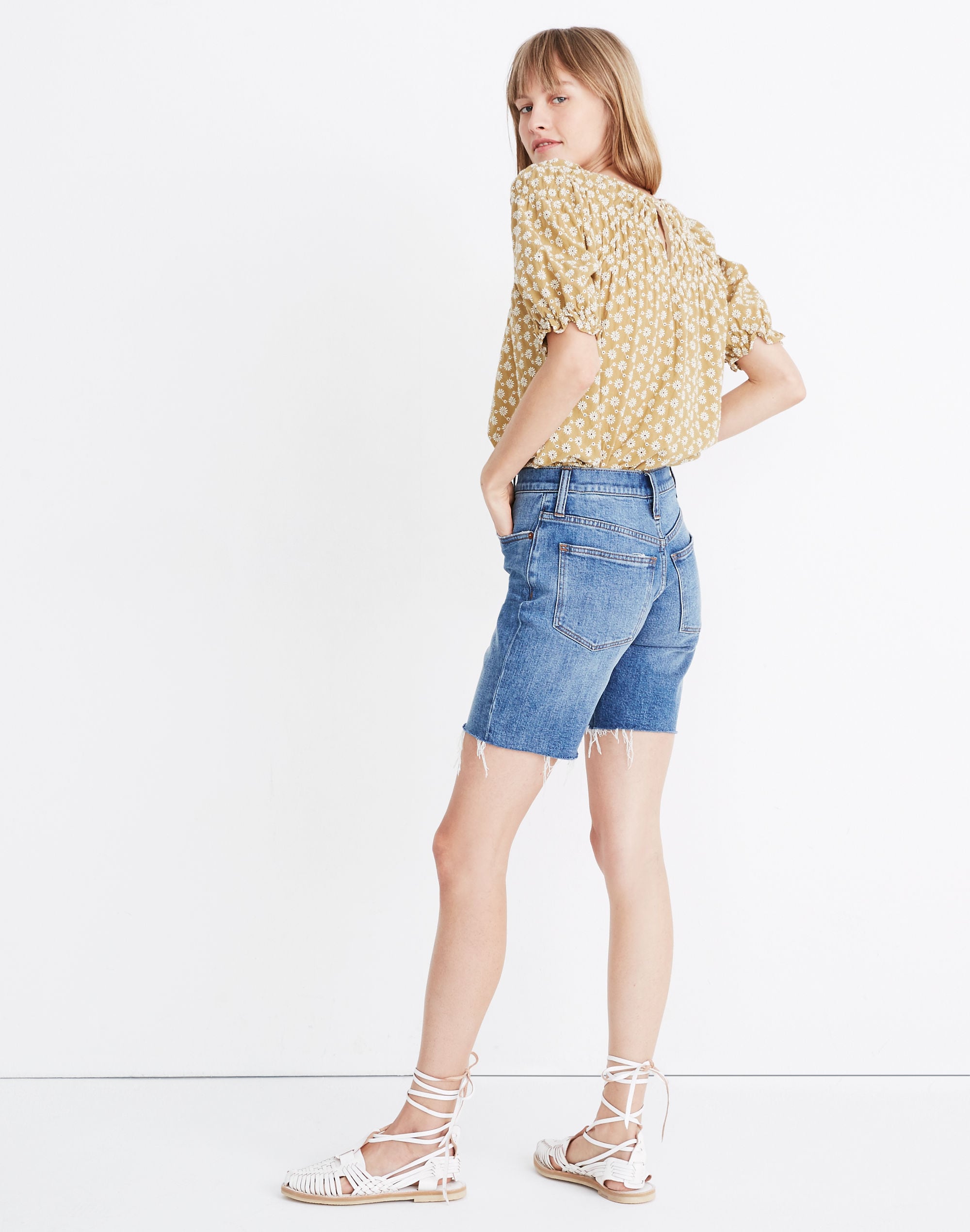 High-Rise Mid-Length Denim Shorts Gosford Wash | Madewell