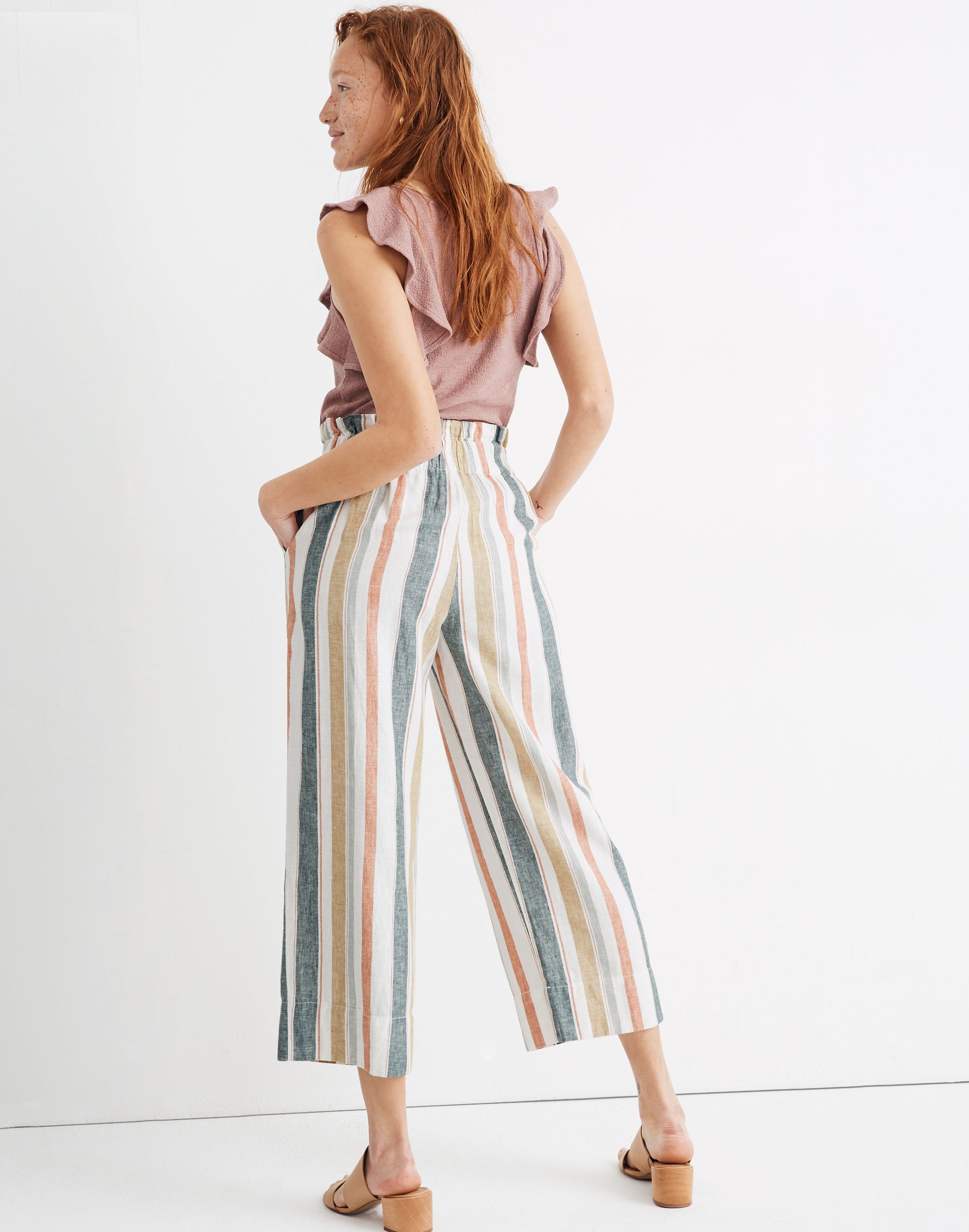 Tie-Waist Huston Pull-On Crop Pants Stripe | Madewell