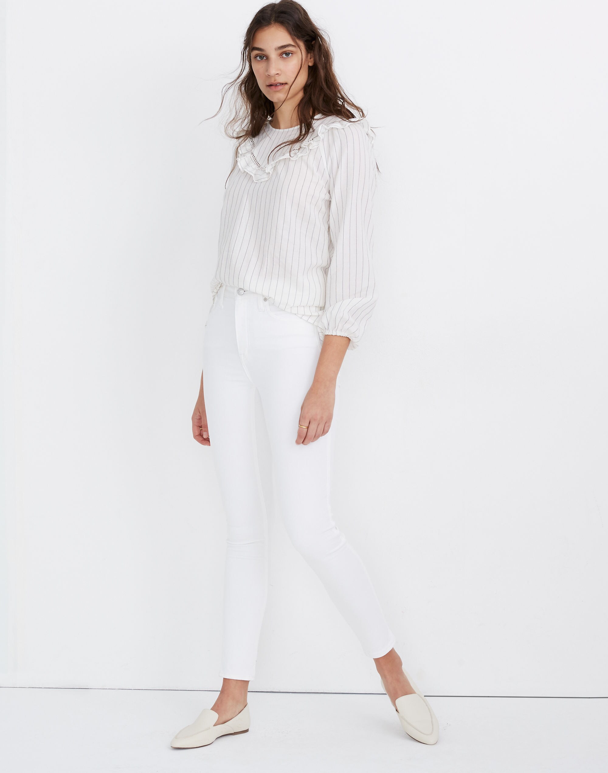 Ruffle-Yoke Prairie Top in Pinstripe | Madewell