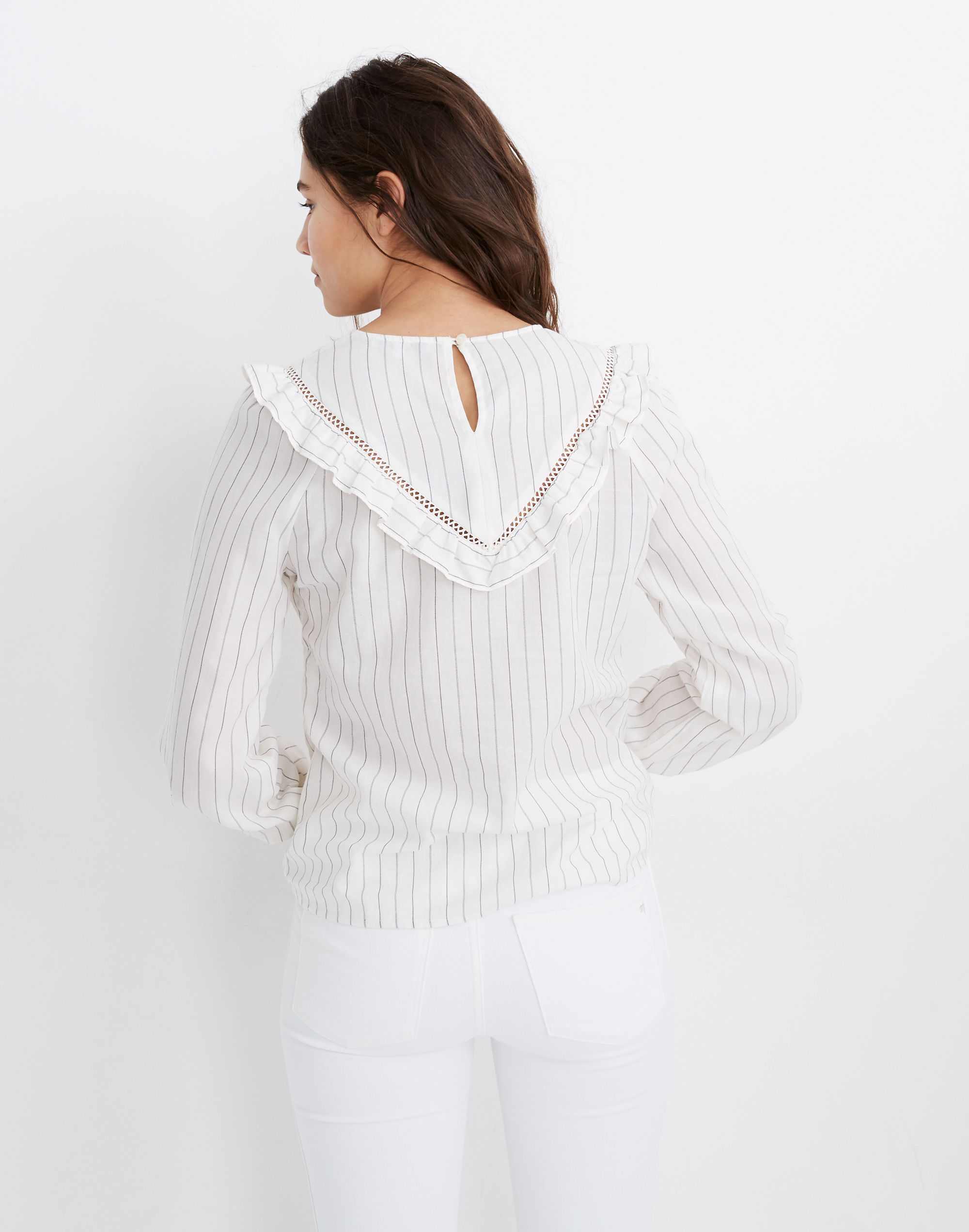 Ruffle-Yoke Prairie Top in Pinstripe | Madewell