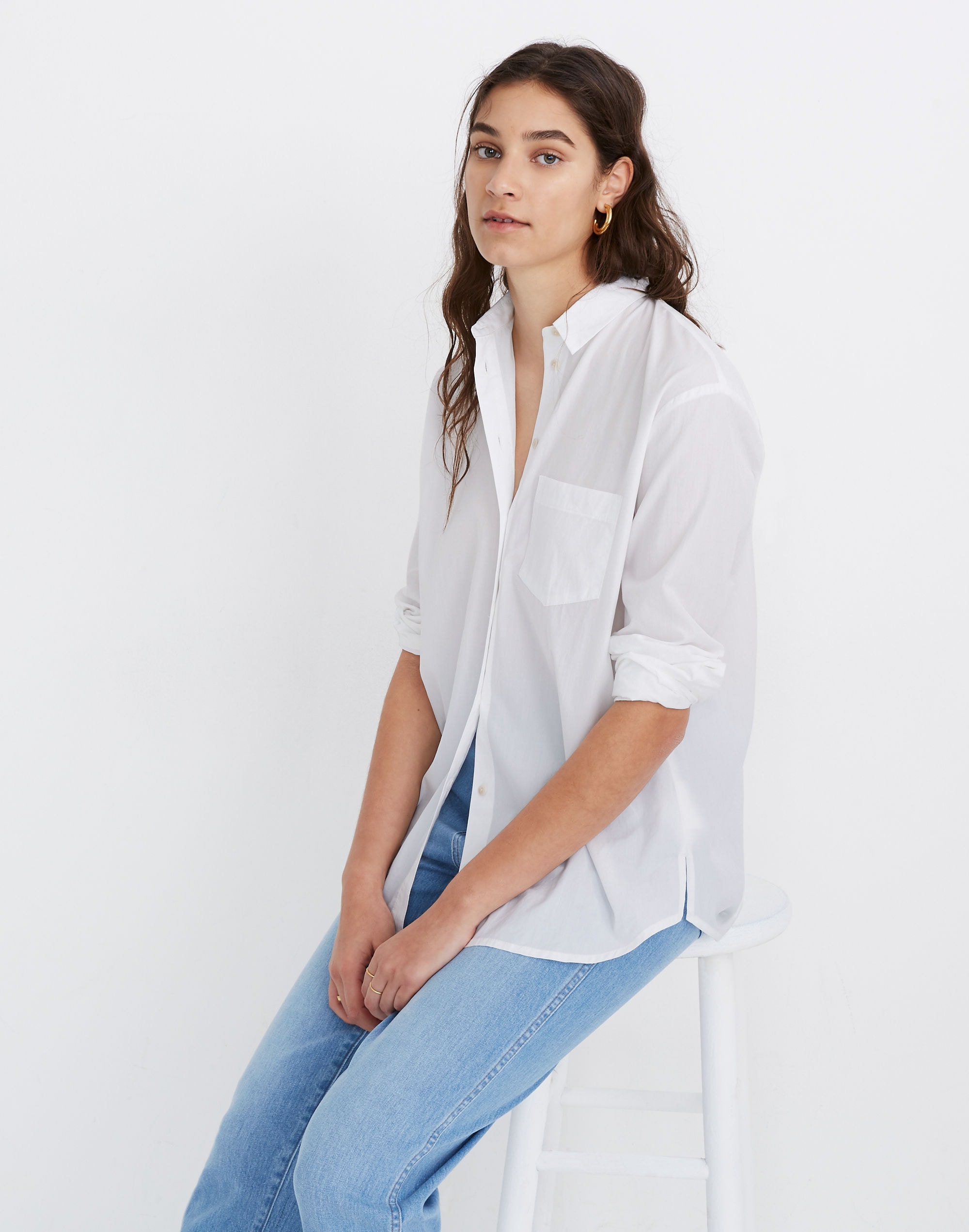 Poplin Oversized Supercrop Ex-Boyfriend Shirt