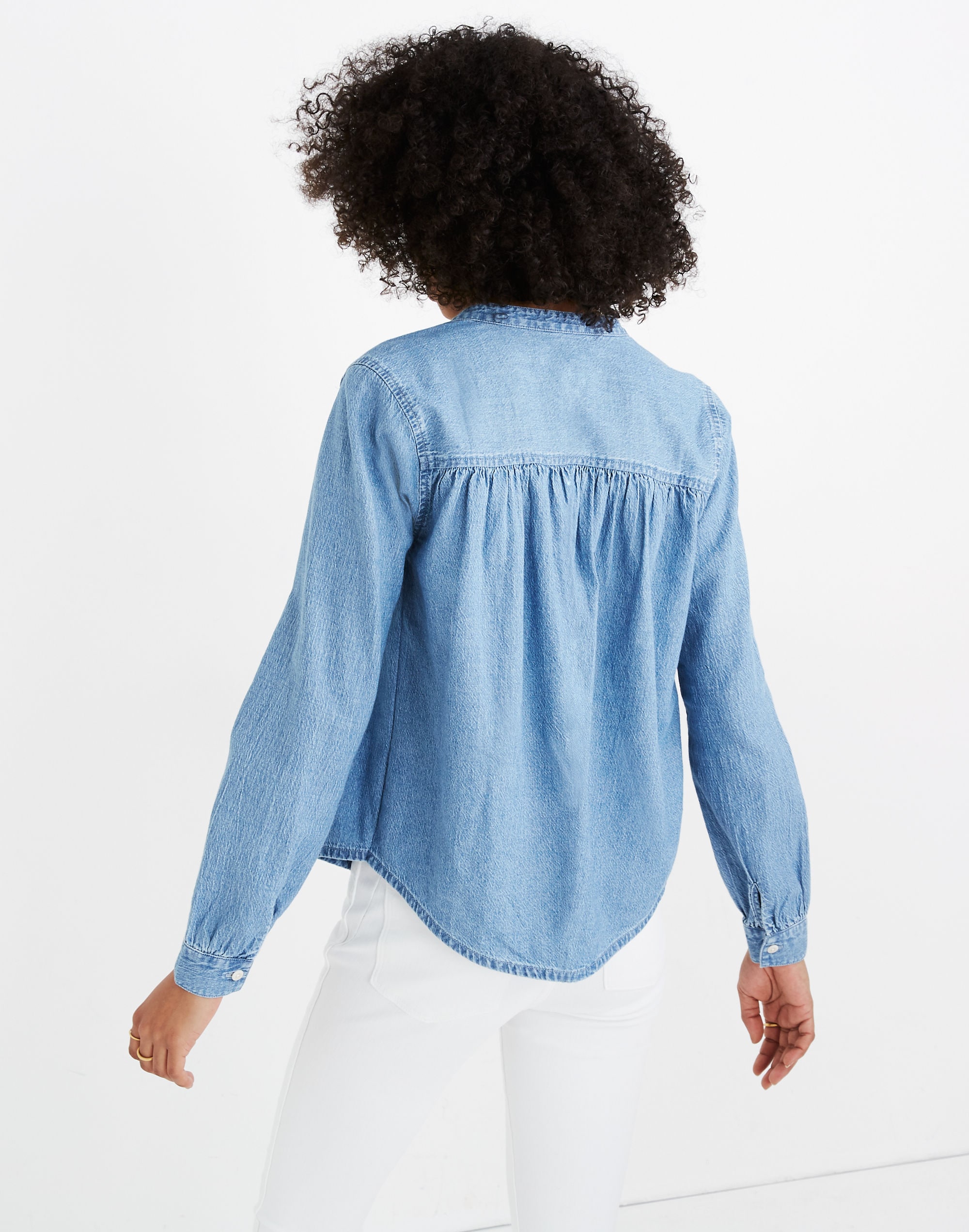 Denim Shirred Popover Top Emmie Wash | Madewell