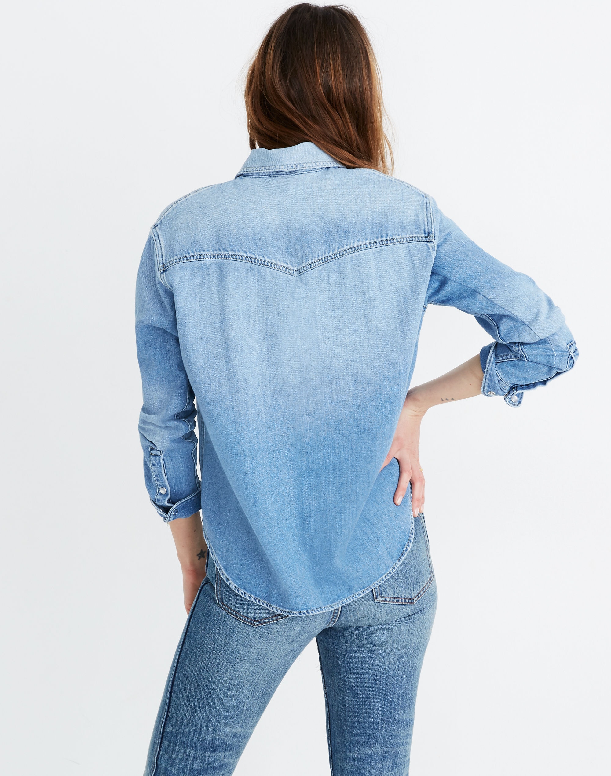 Denim Oversized Western Shirt in Aberdale Wash