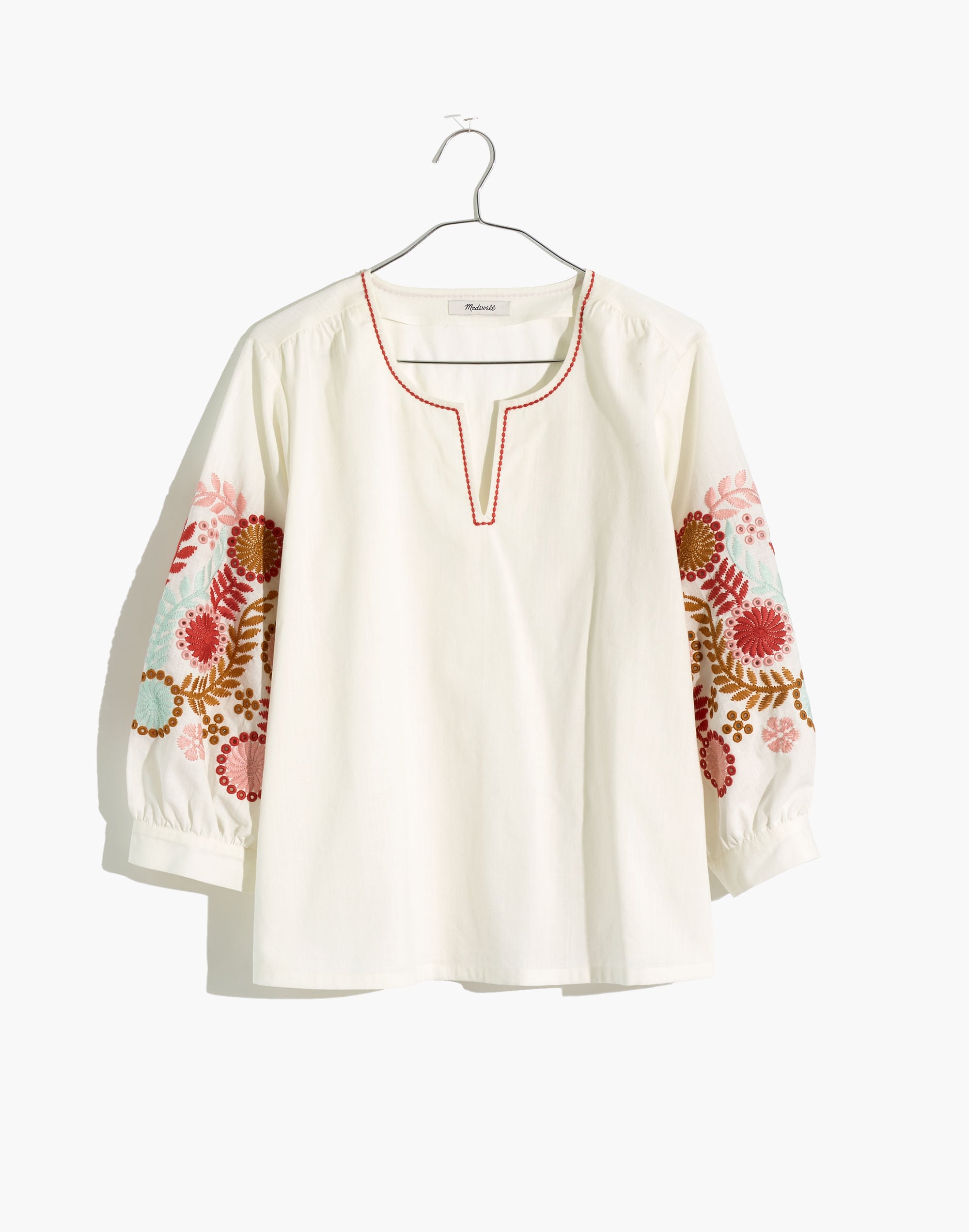 Embroidered-Sleeve Popover Top | Madewell