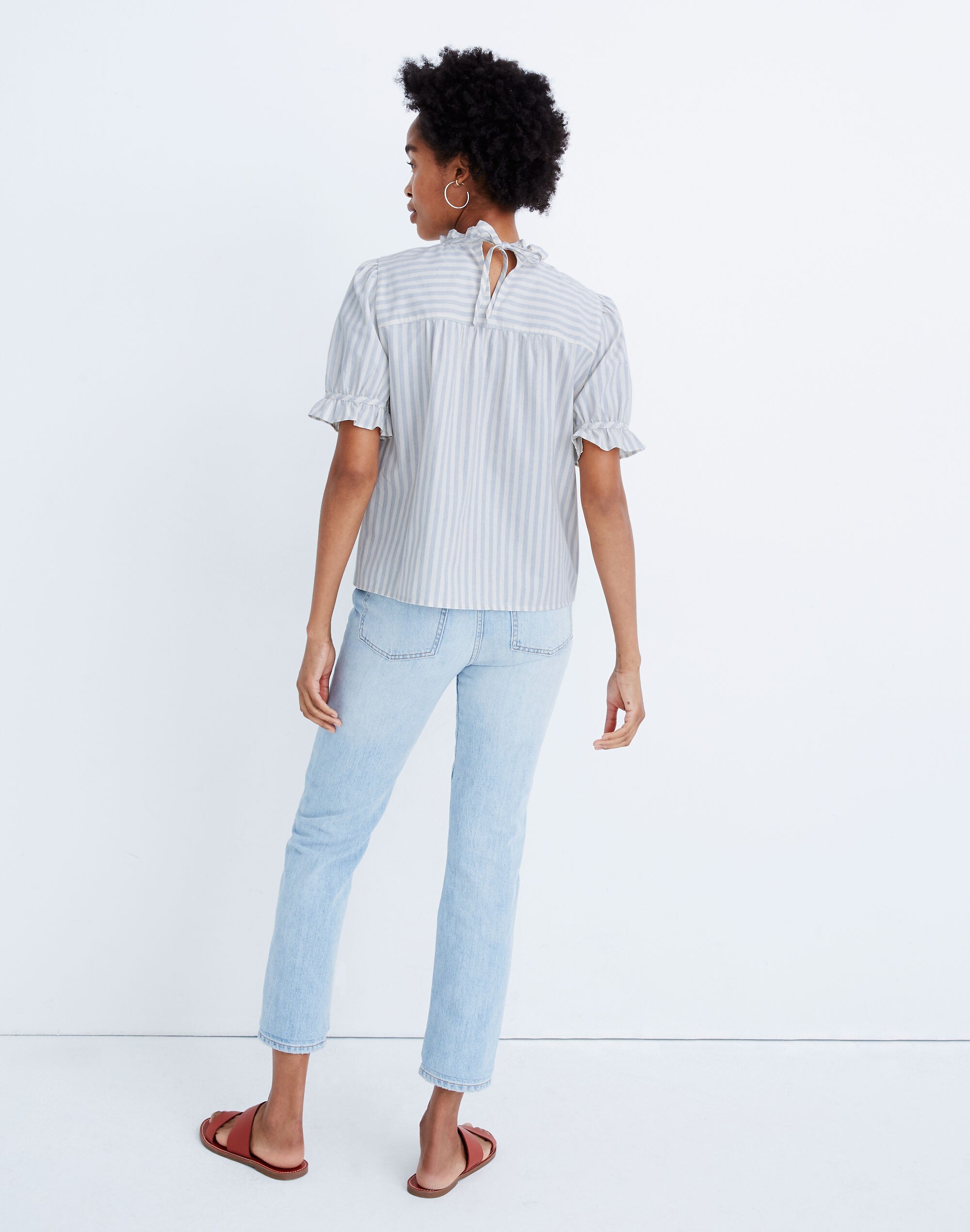 Ruffle-Neck Keyhole Top Stripe | Madewell