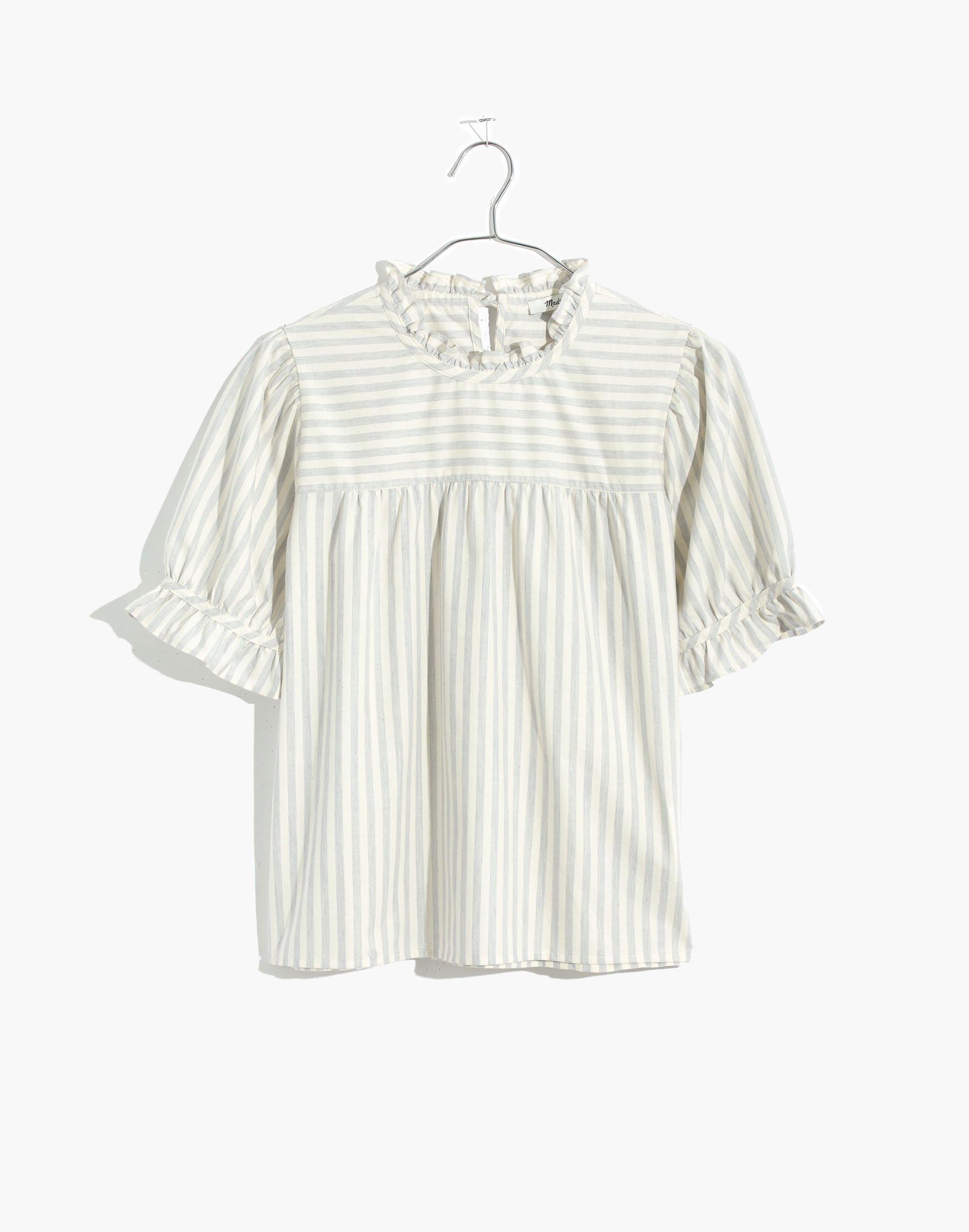 Ruffle-Neck Keyhole Top Stripe | Madewell