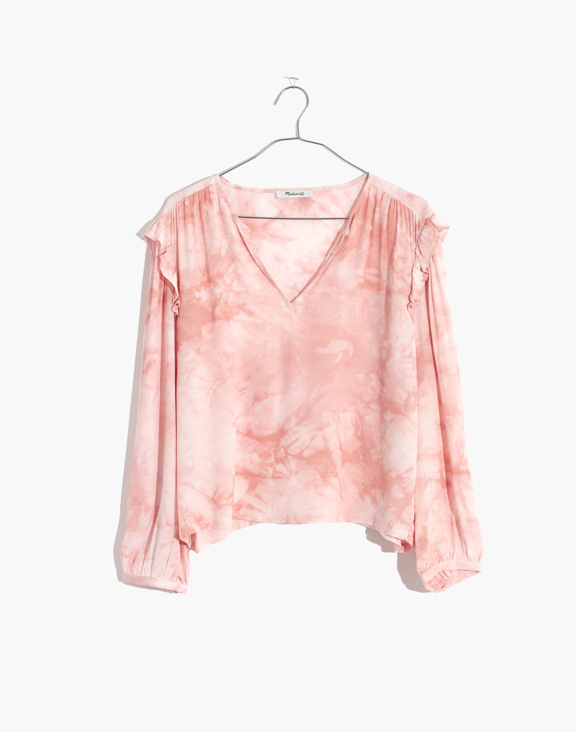 Tie-Dye Ruffle-Shoulder Top