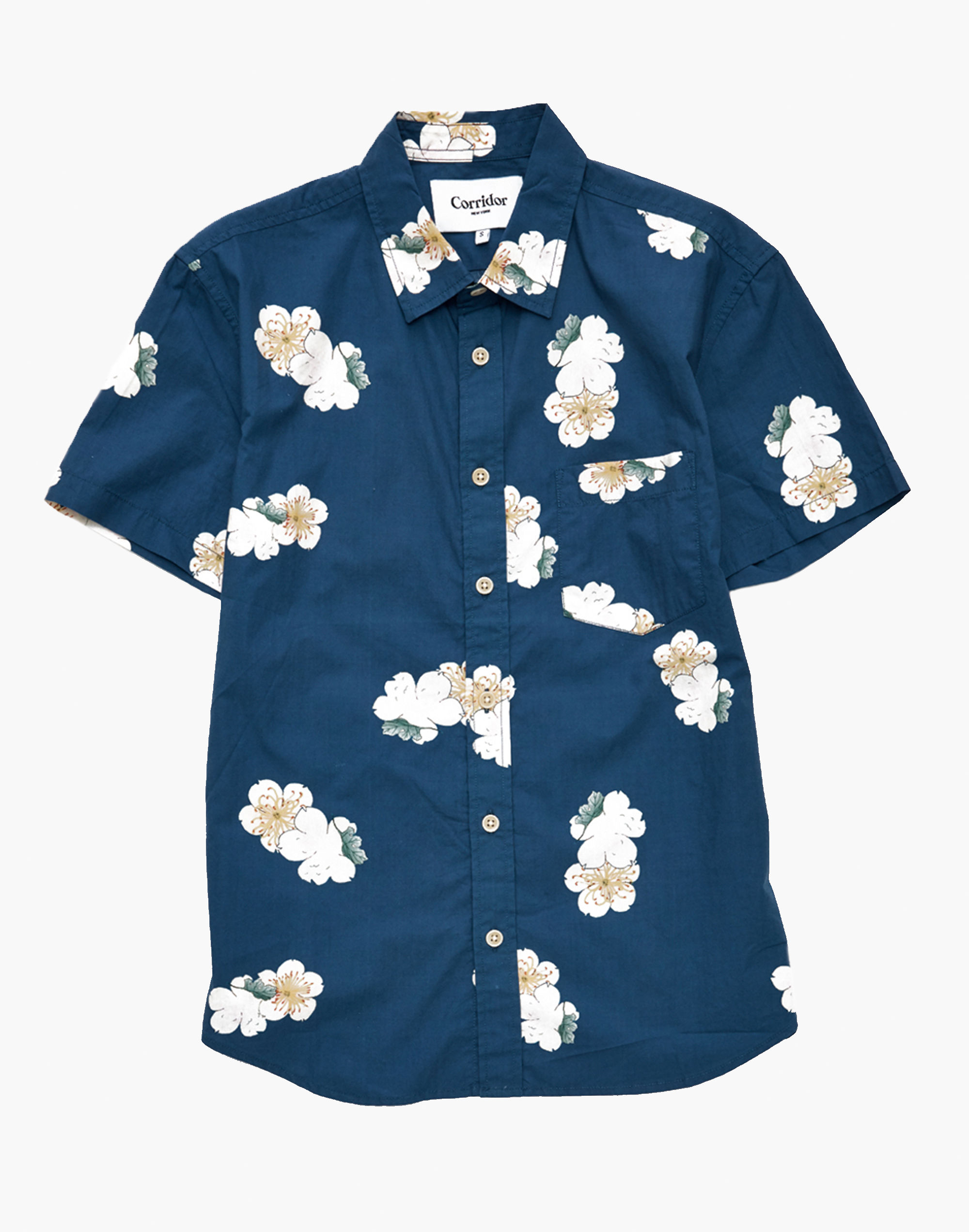 GH Bass Shirt Mens Large Blue Button Up Hawaiian Short Sleeve