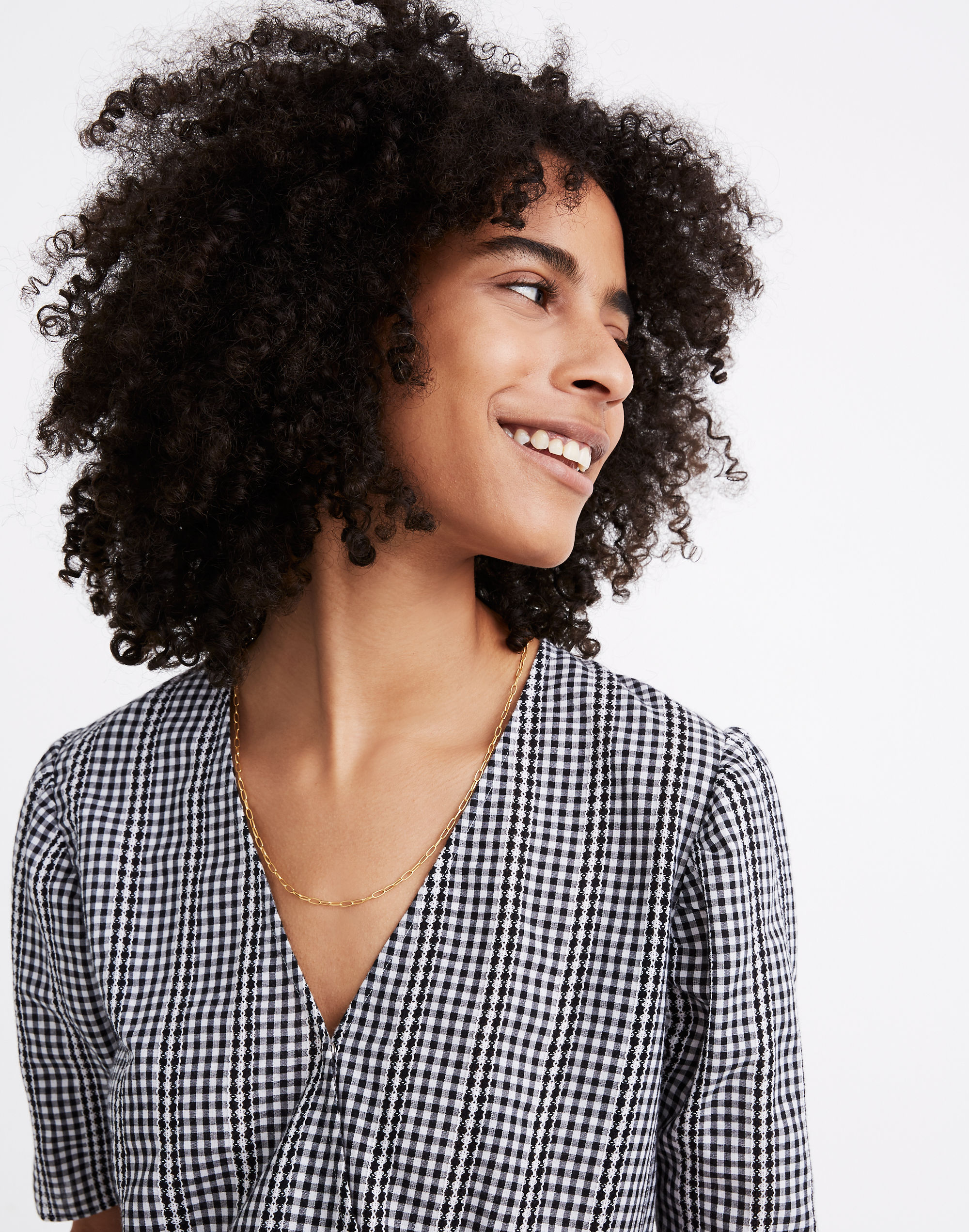 Crossover Peplum Top Textured Gingham Check | Madewell