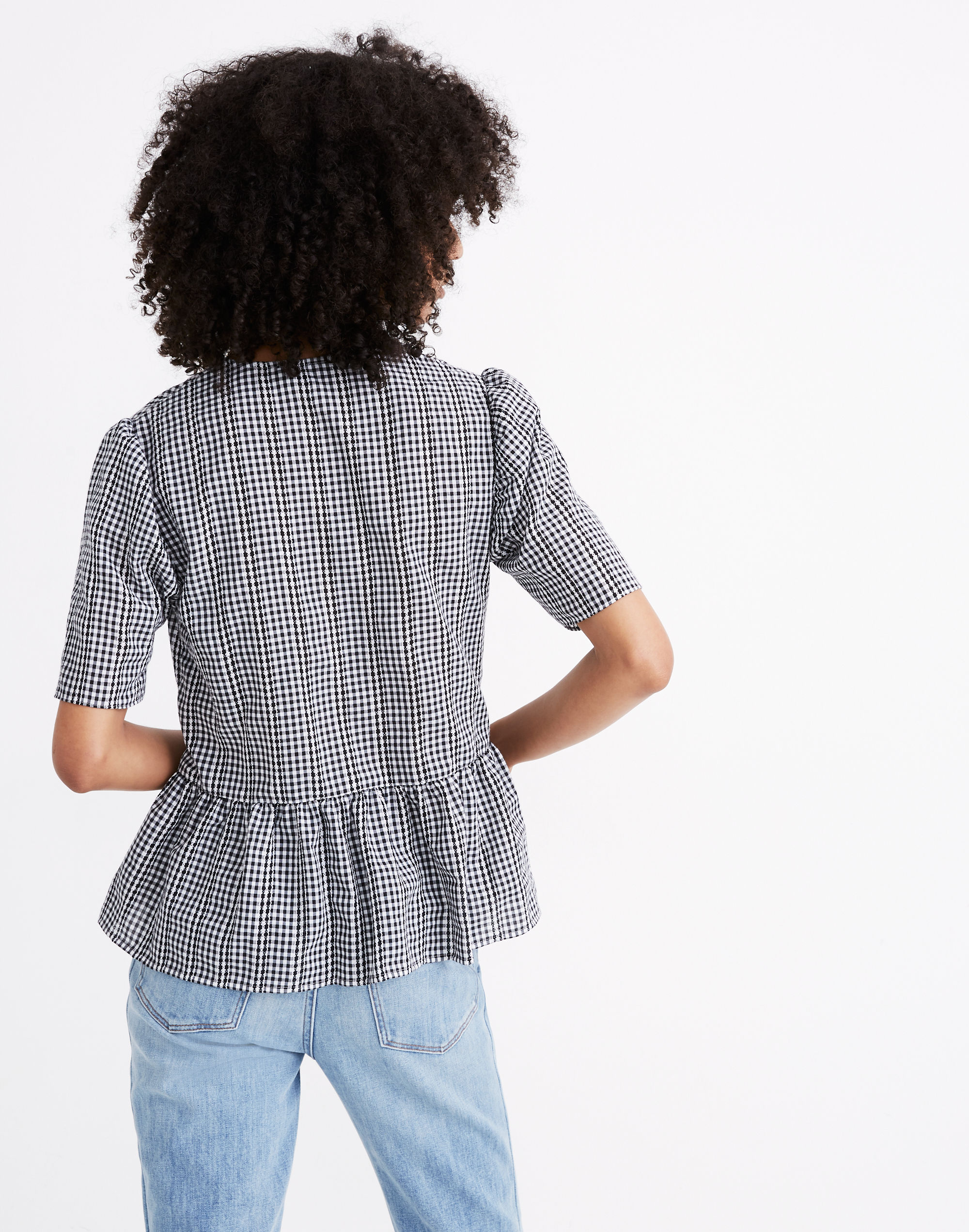 Crossover Peplum Top Textured Gingham Check | Madewell