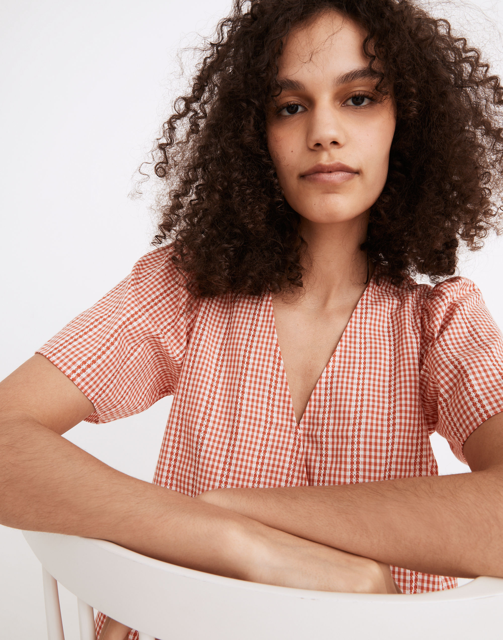 Crossover Peplum Top Textured Gingham Check | Madewell