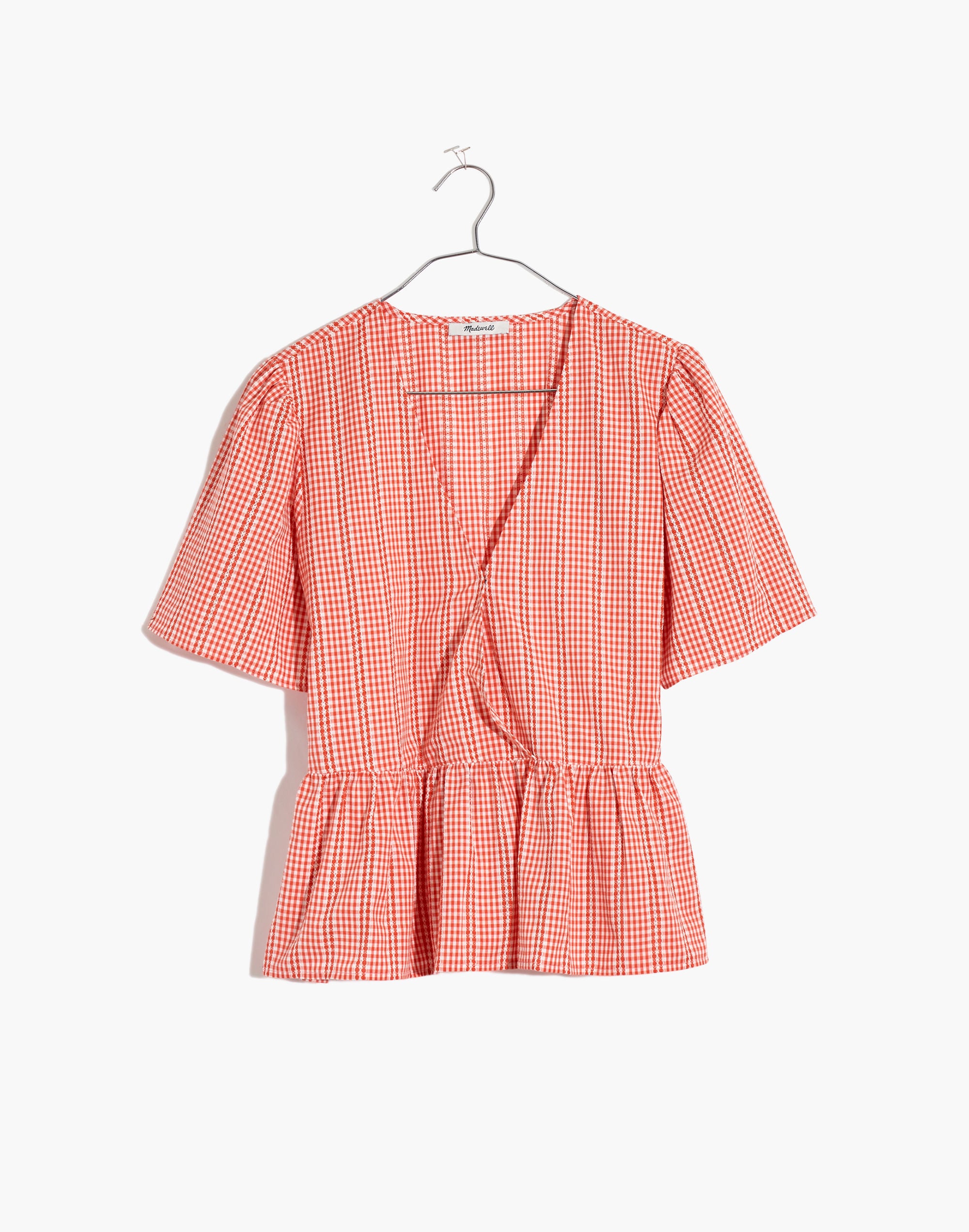 Crossover Peplum Top Textured Gingham Check | Madewell