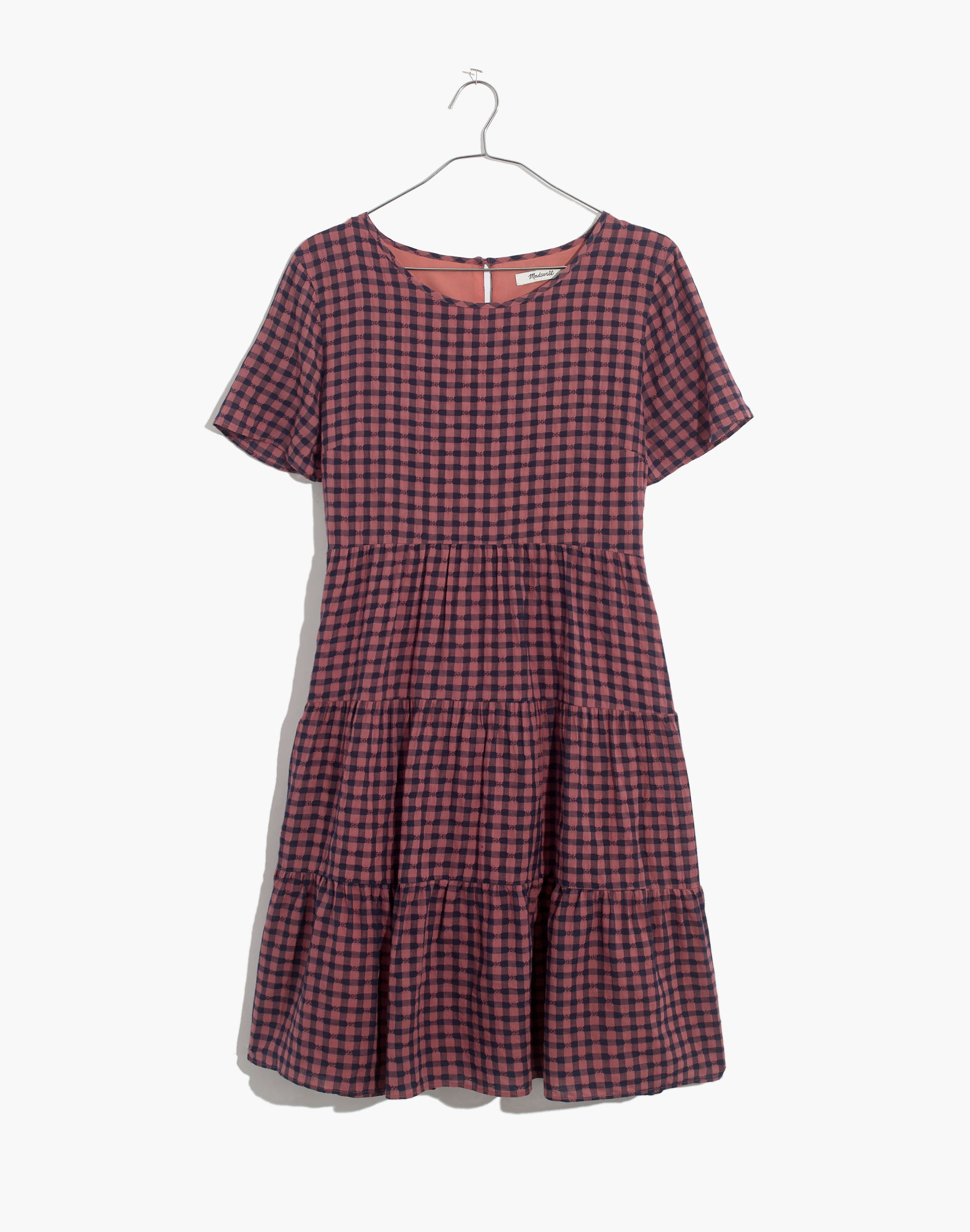 madewell short sleeve tiered mini dress