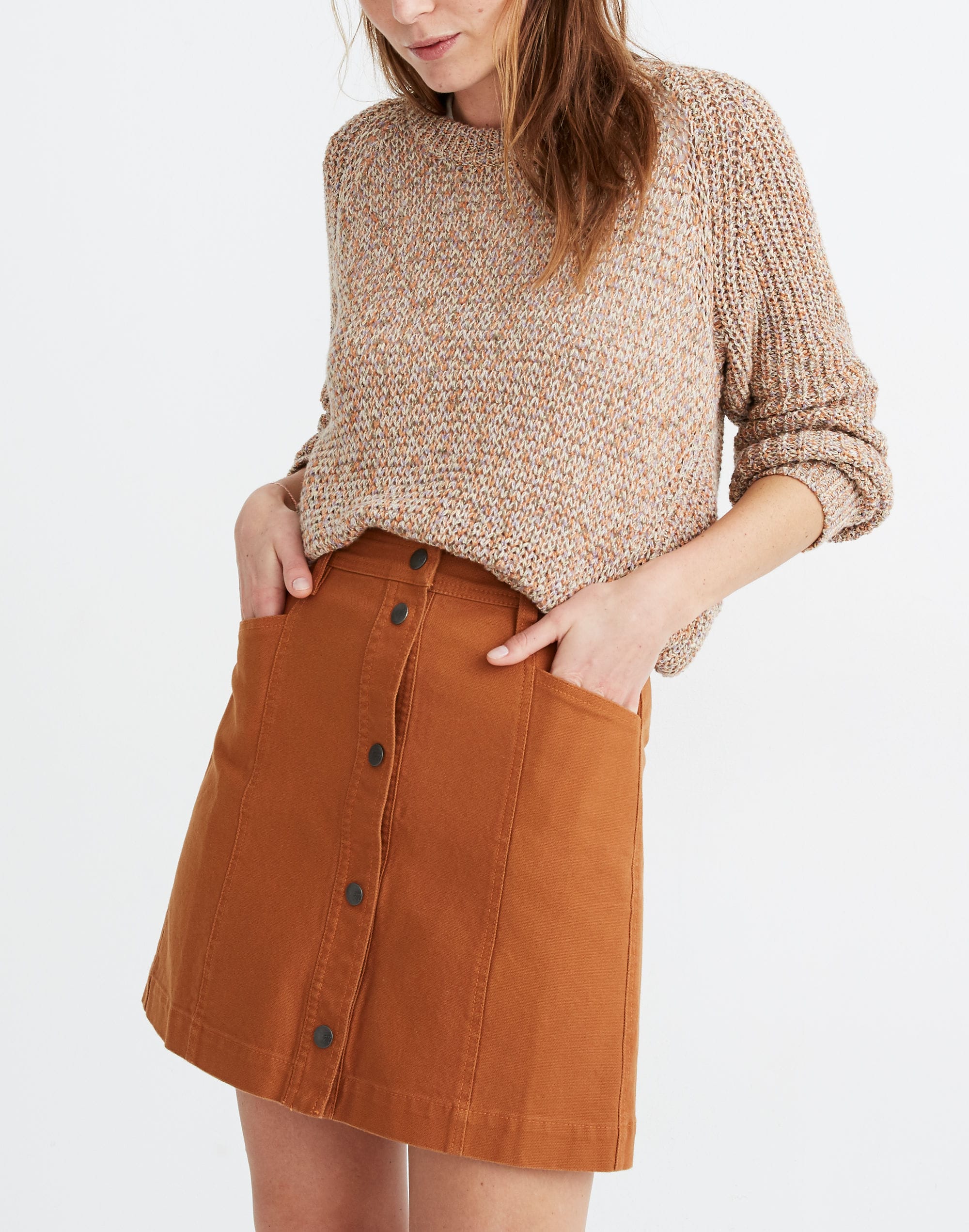 Button-Front A-Line Pocket Mini Skirt | Madewell