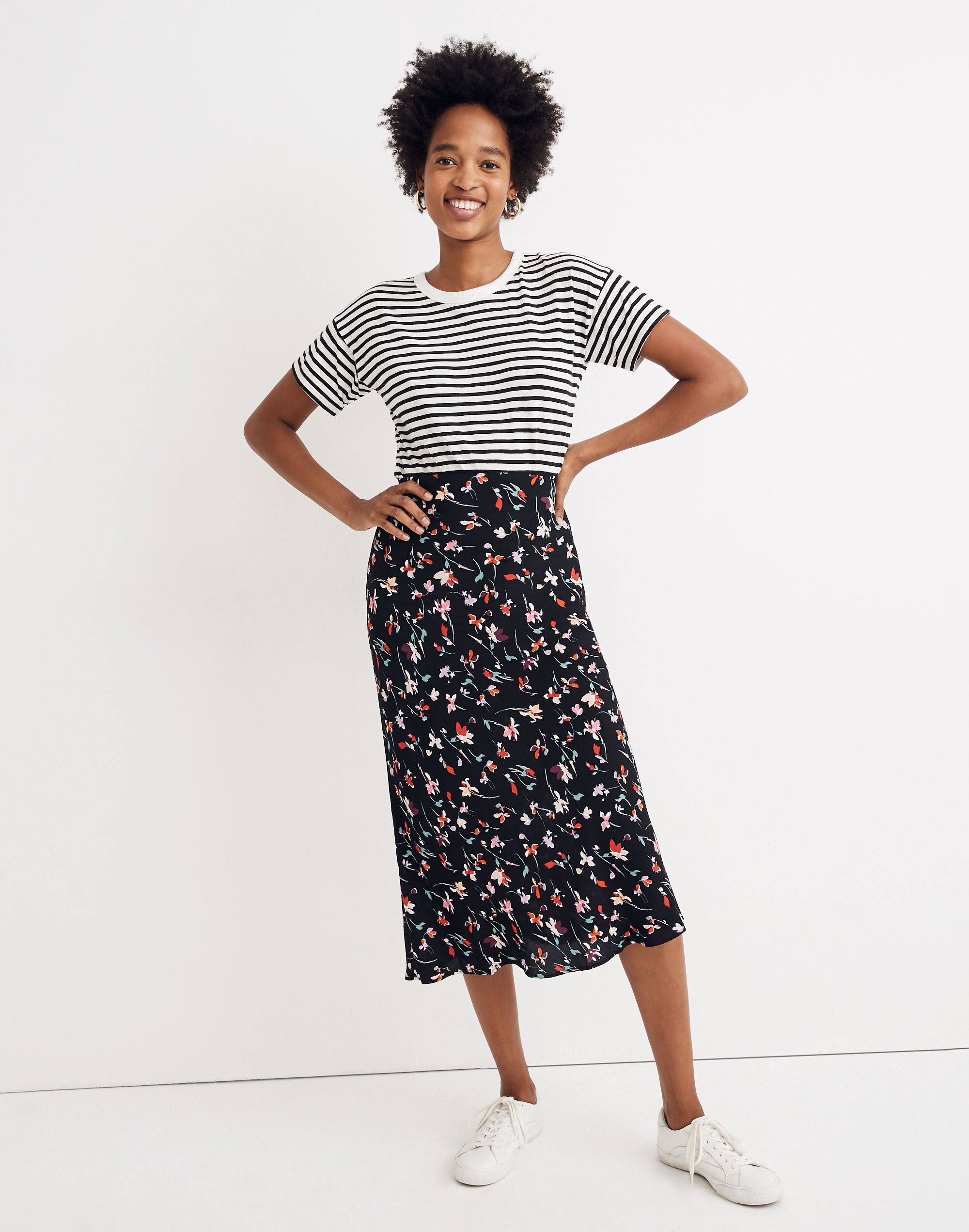 Midi Slip Skirt Drifting Flowers | Madewell