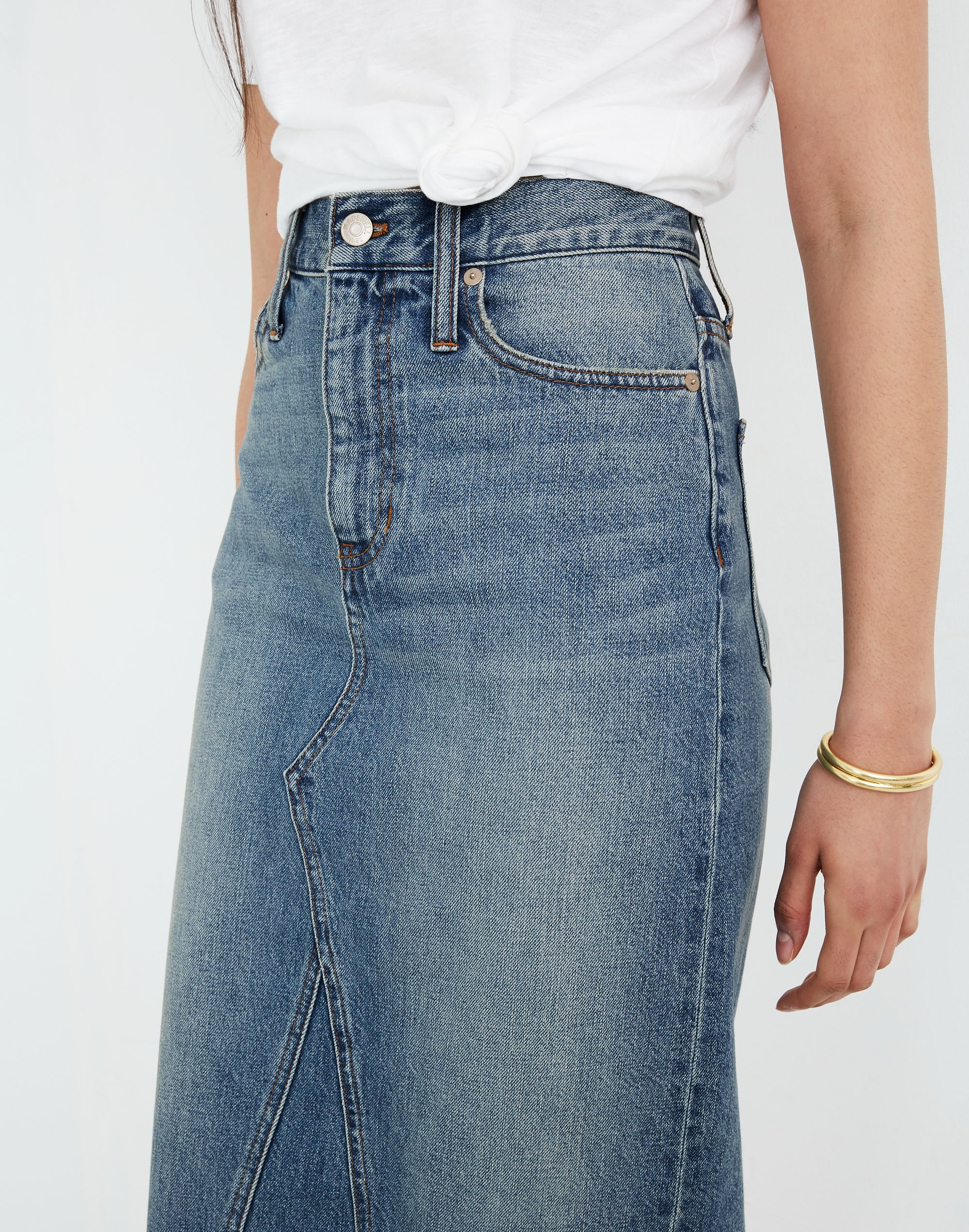 Rigid Denim Midi Skirt Camille Wash | Madewell