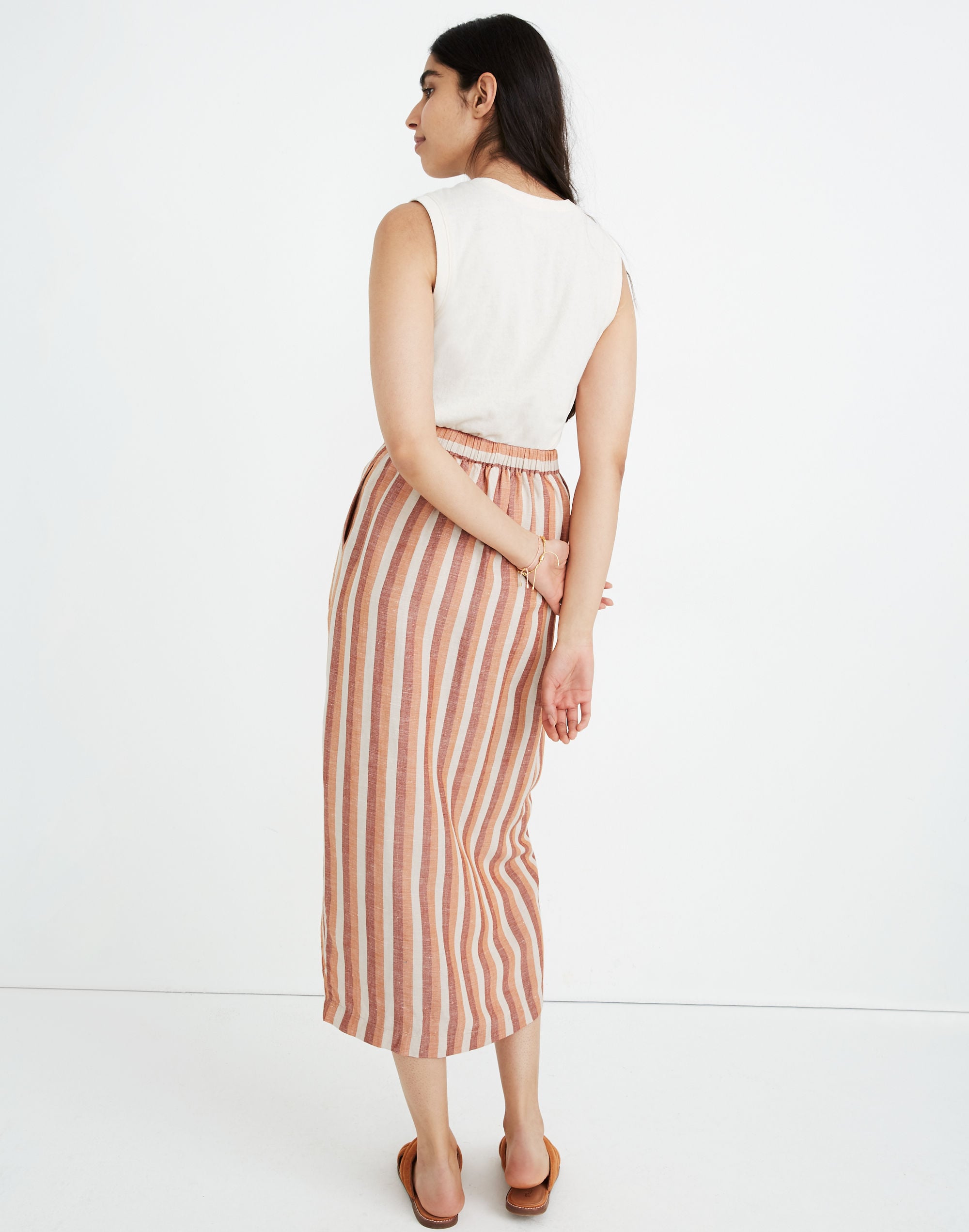 Pull-On Wrap Midi Skirt in Stripe | Madewell