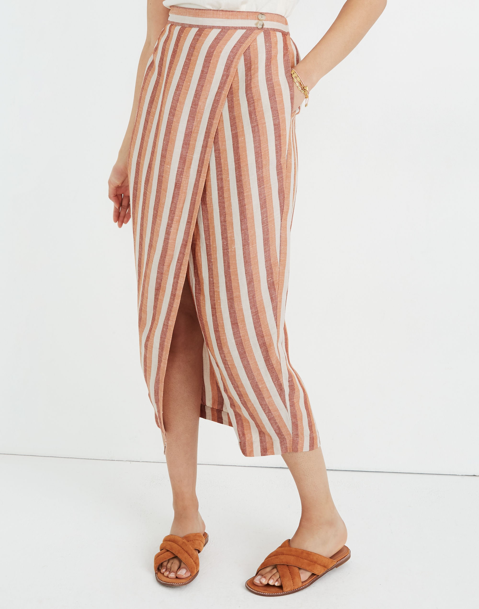 Pull-On Wrap Midi Skirt in Stripe | Madewell