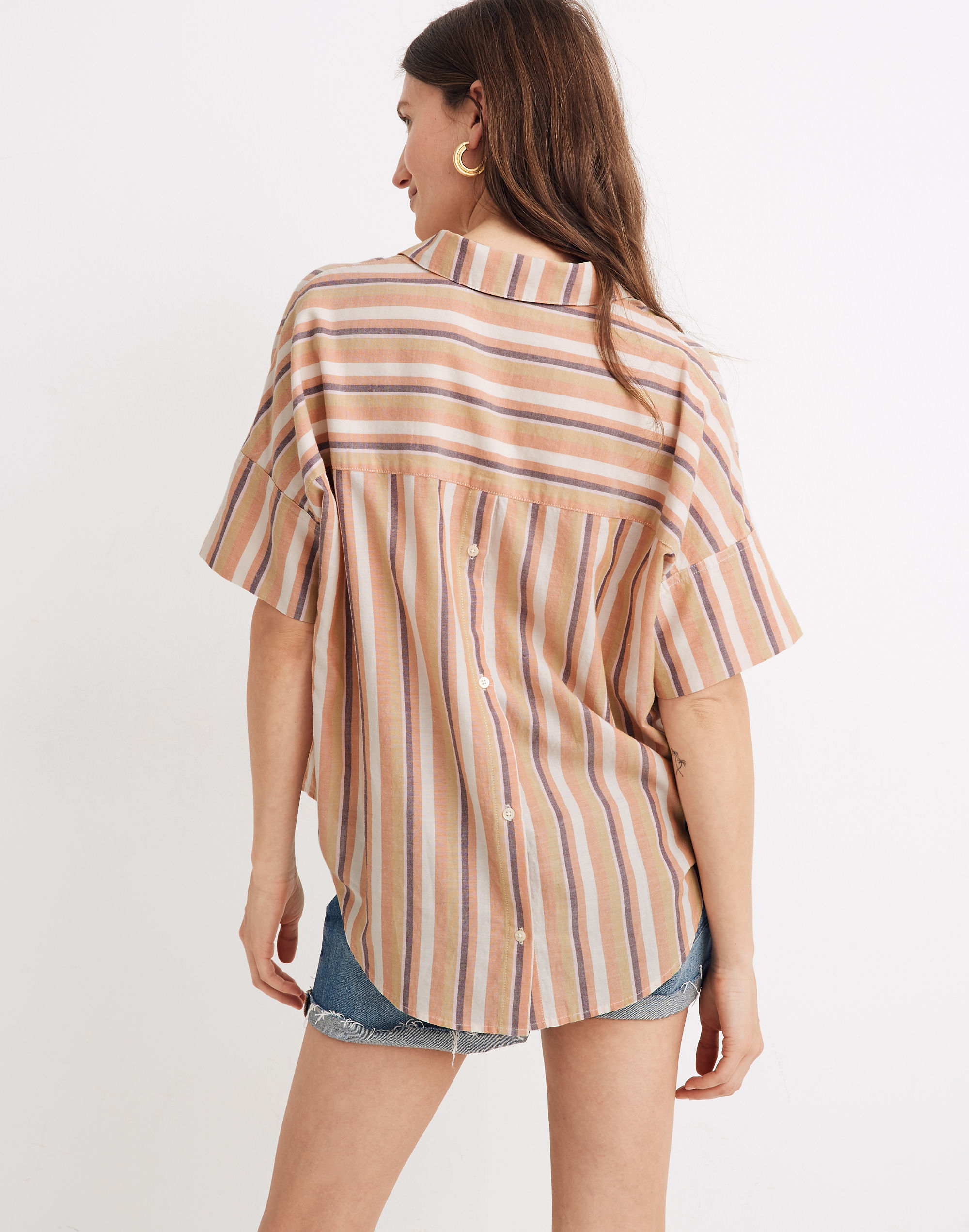 Courier Button-Back Shirt Rainbow Stripe | Madewell