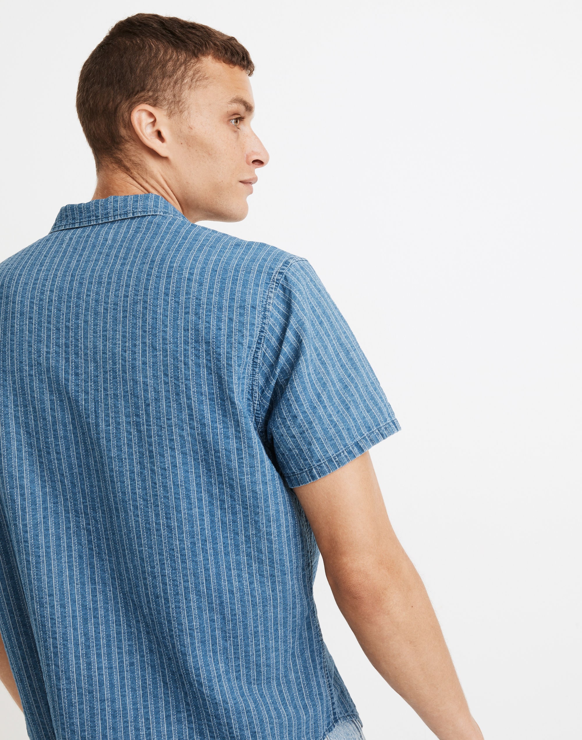 Indigo Easy Camp Shirt Textured Stripe | Madewell