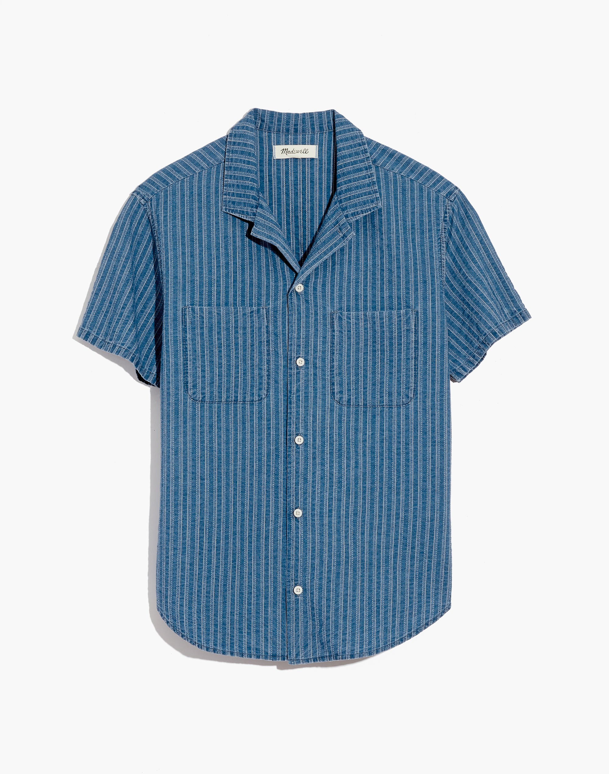 Indigo Easy Camp Shirt Textured Stripe | Madewell