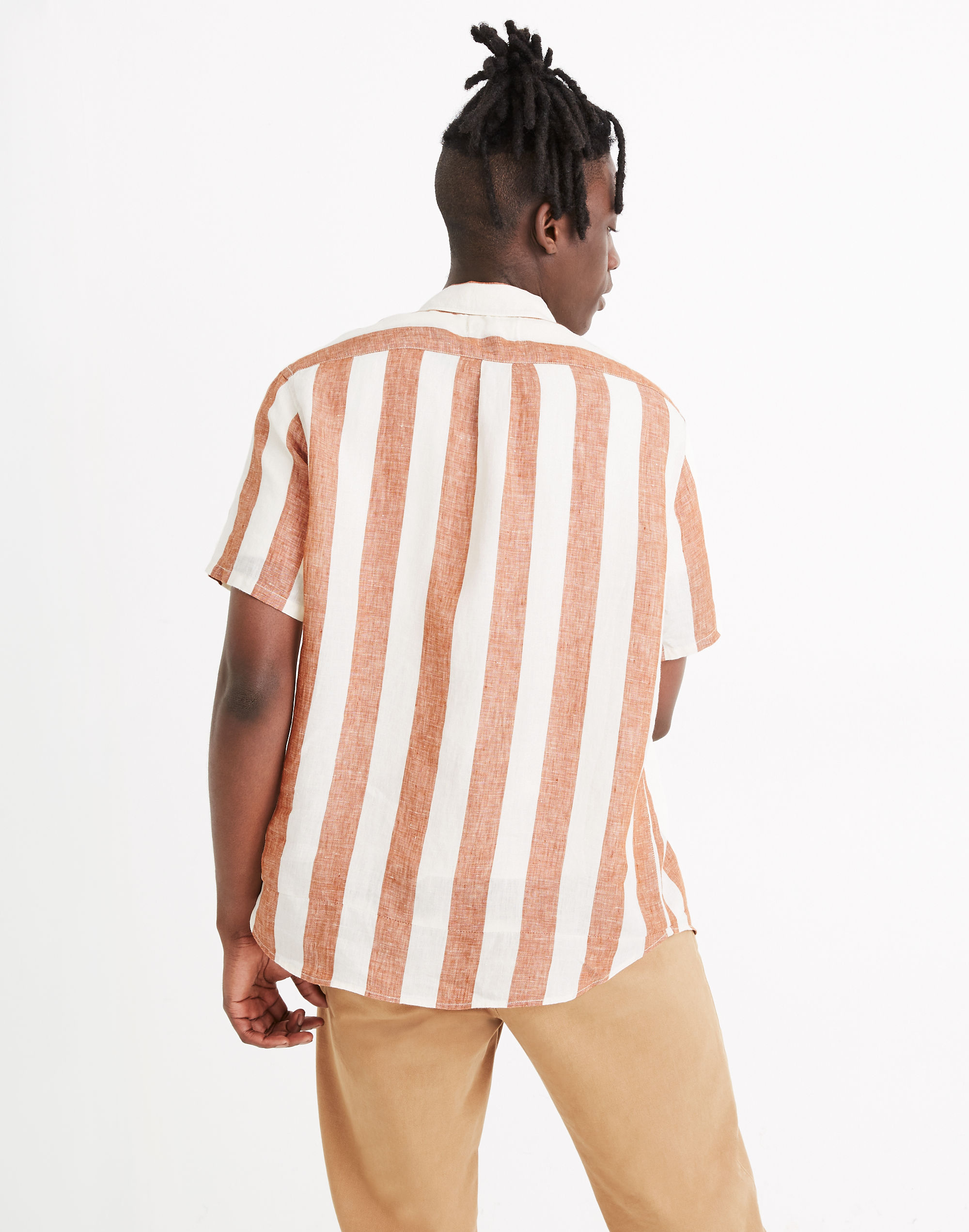 Linen Short-Sleeve Perfect Shirt in Watkins Stripe