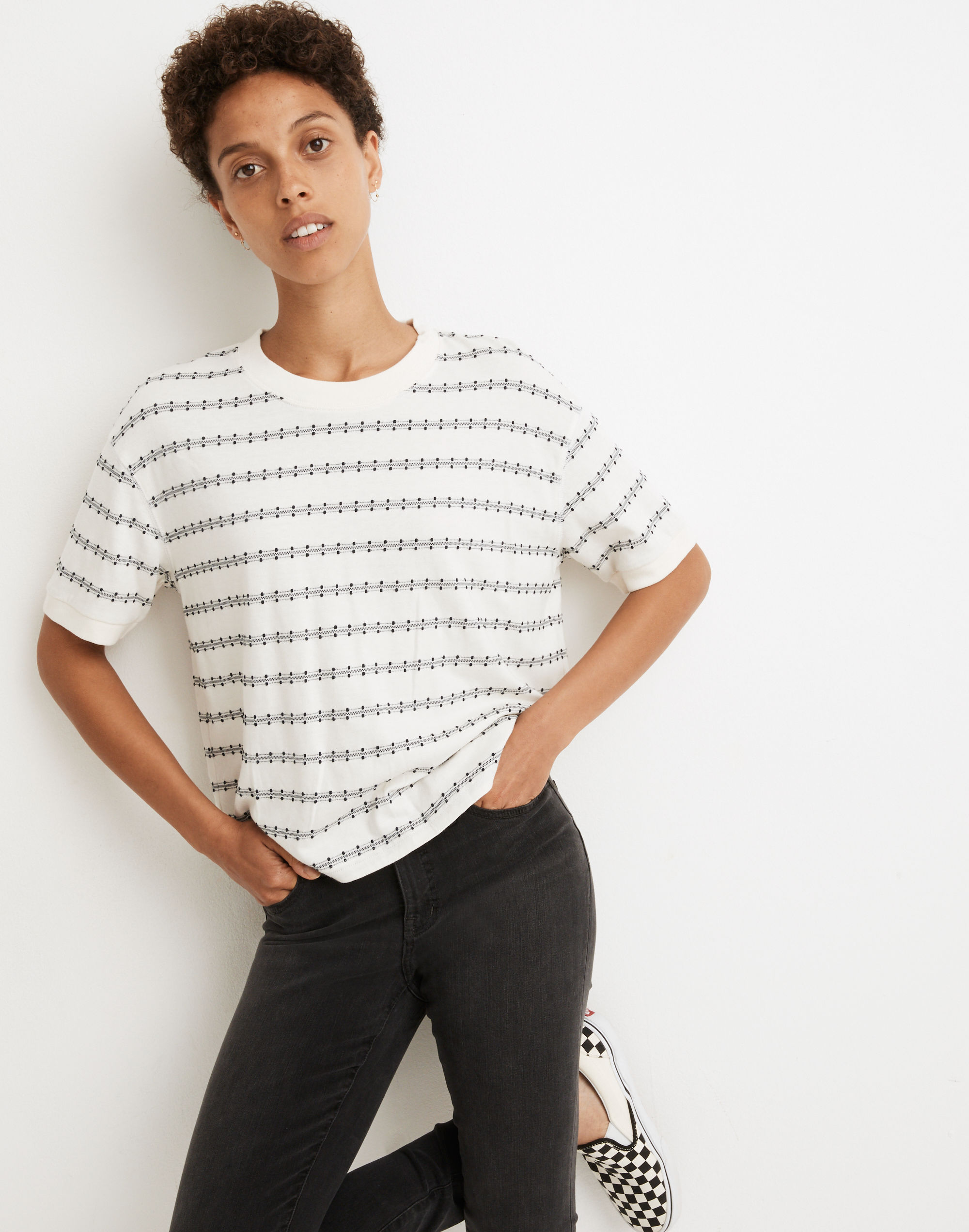 Everyday Crop Tee in Jacquard Stripe | Madewell