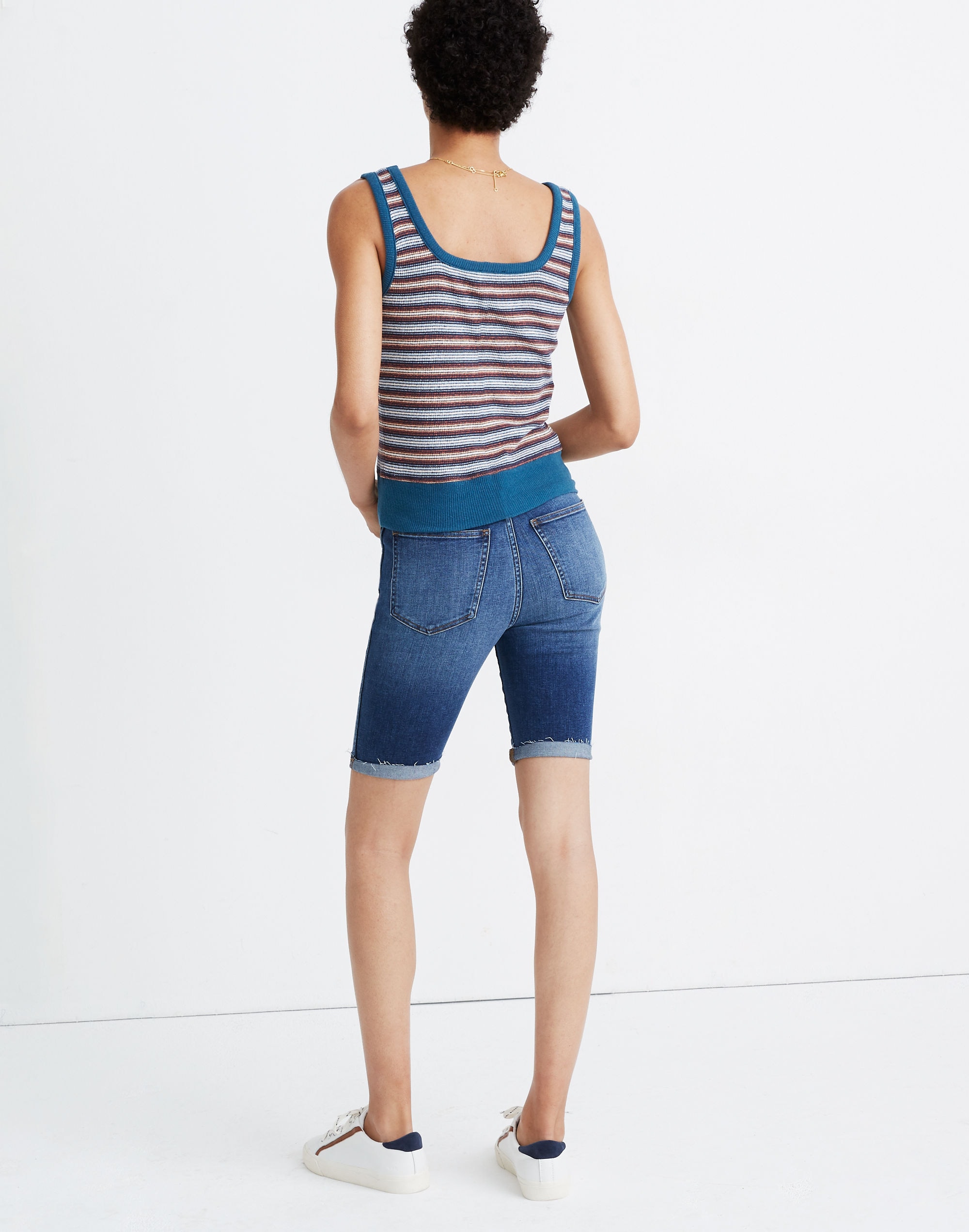 Striped Textural Square-Neck Tank Top | Madewell