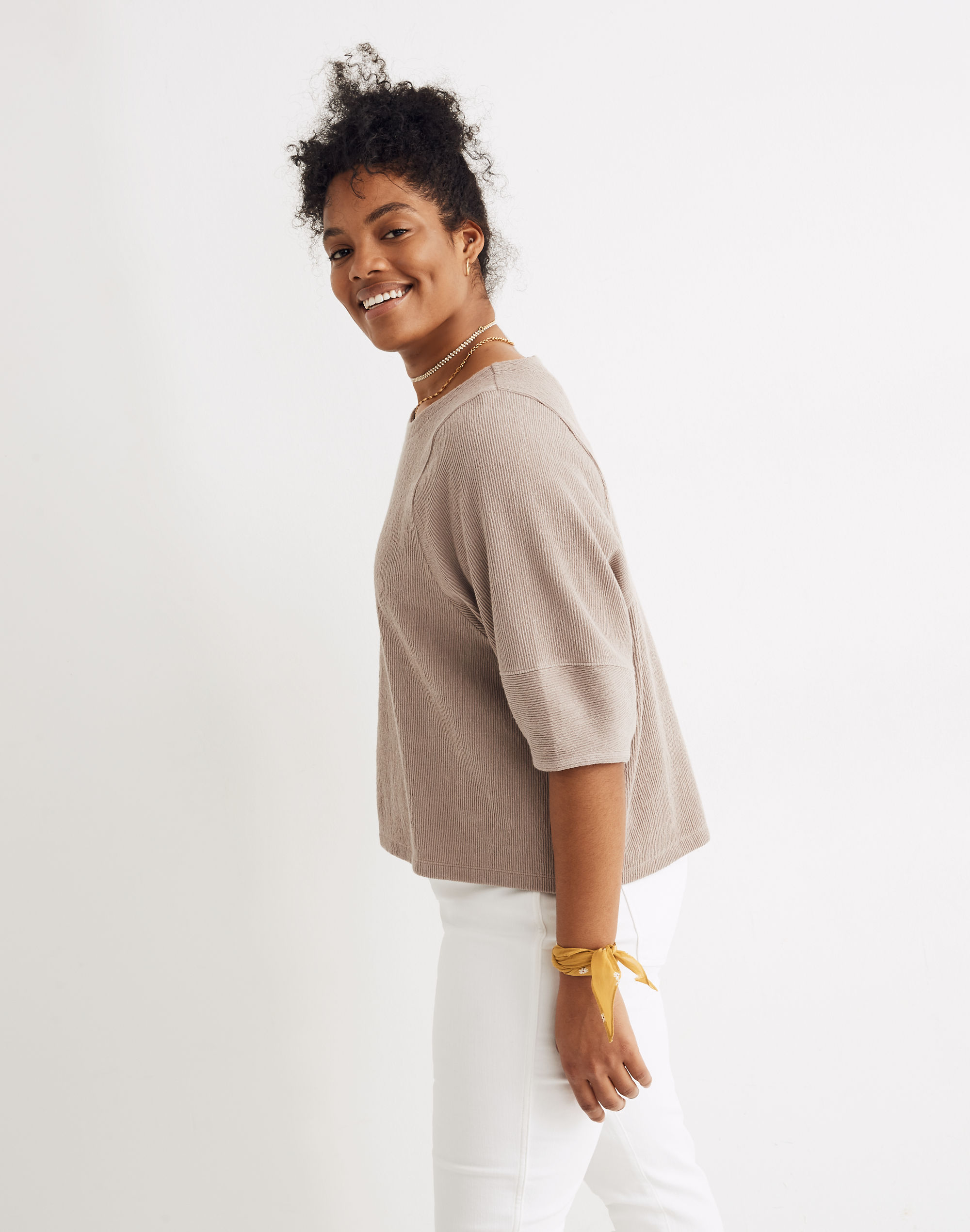 Ottoman Jacquard Button-Back Top | Madewell