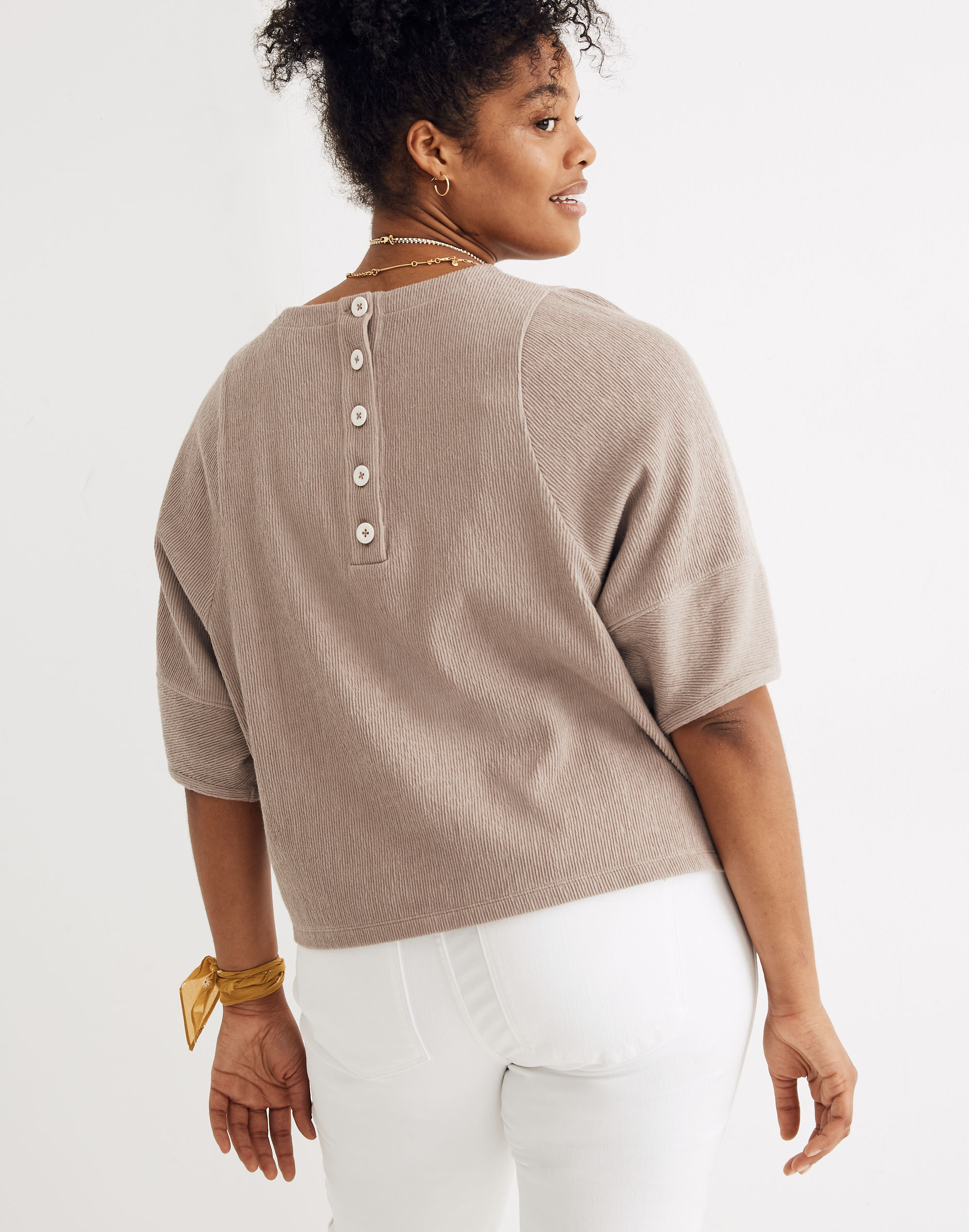 Ottoman Jacquard Button-Back Top | Madewell