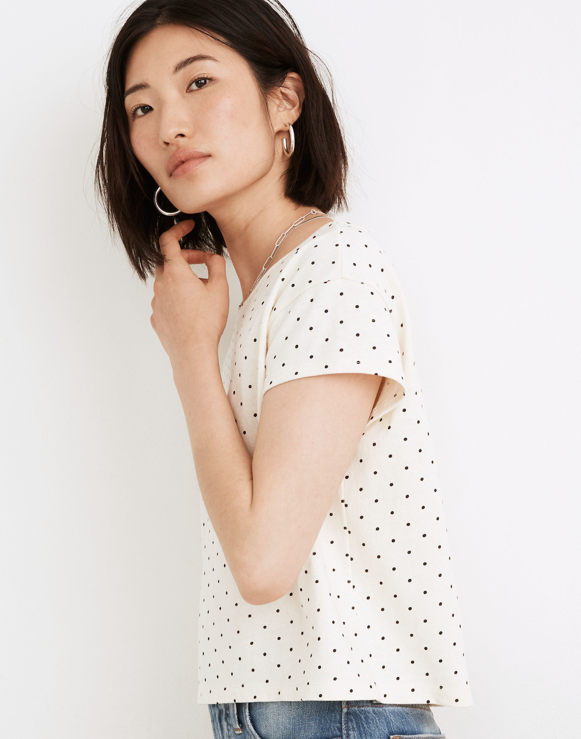 Cap-Sleeve Boxy Tee in Polka Dot | Madewell