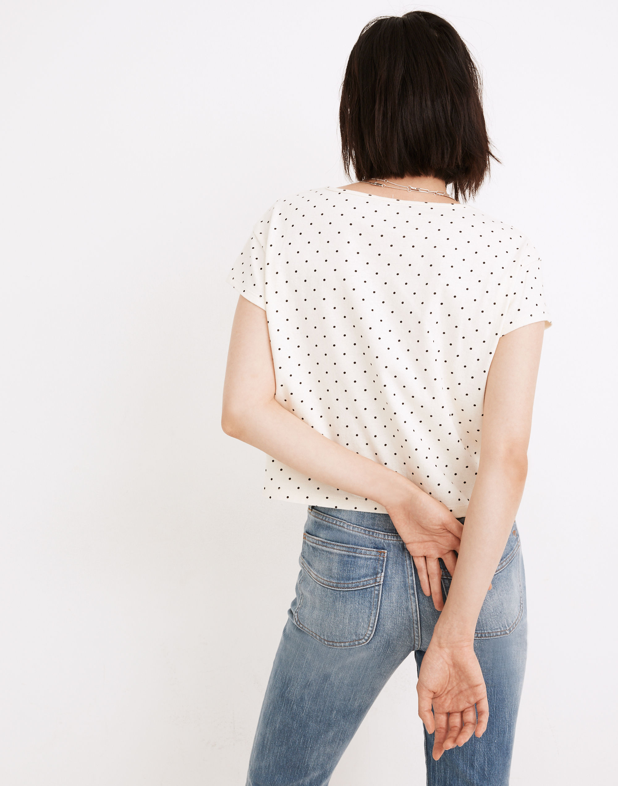 Cap-Sleeve Boxy Tee in Polka Dot | Madewell