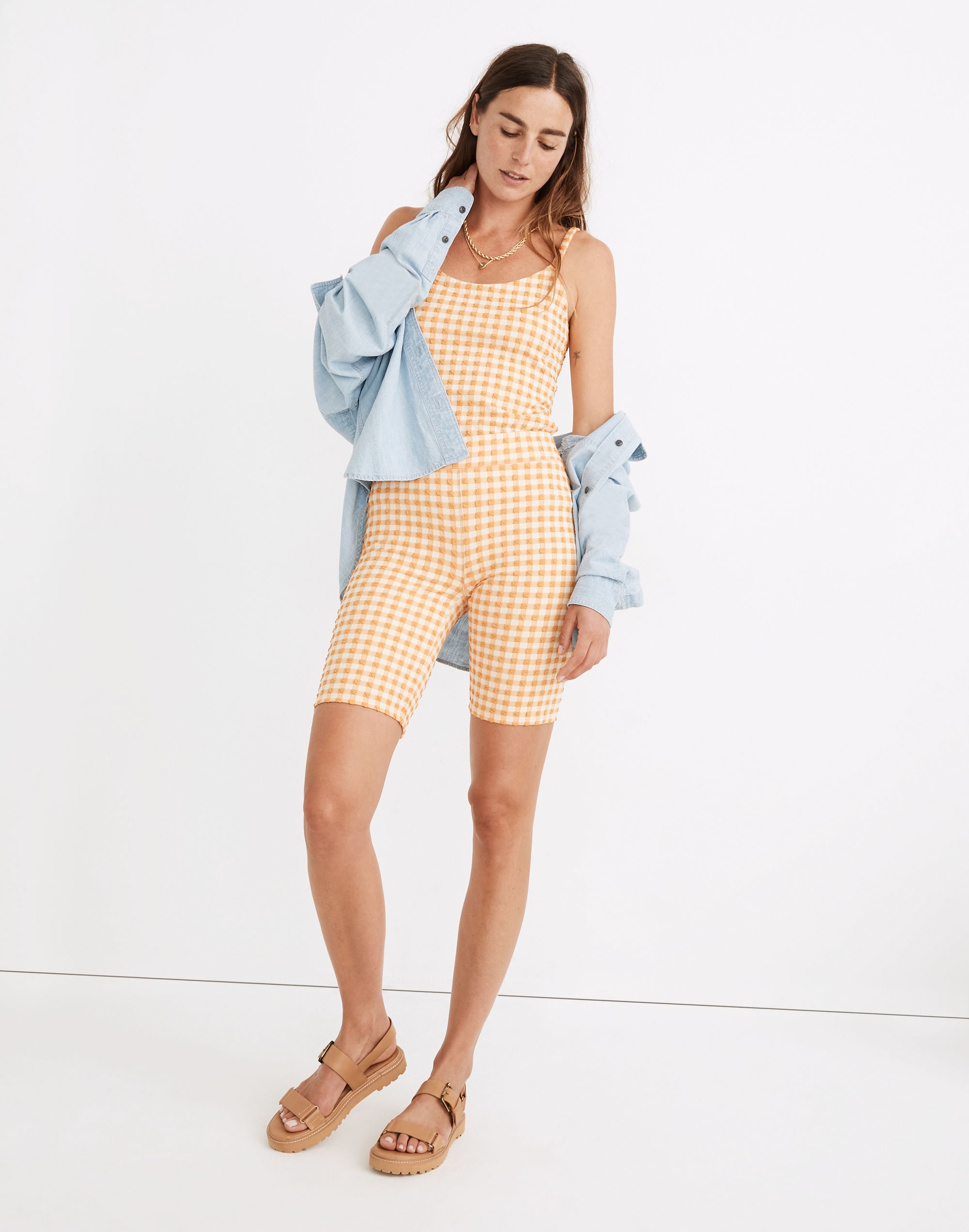 Gingham Jacquard Biker Shorts | Madewell