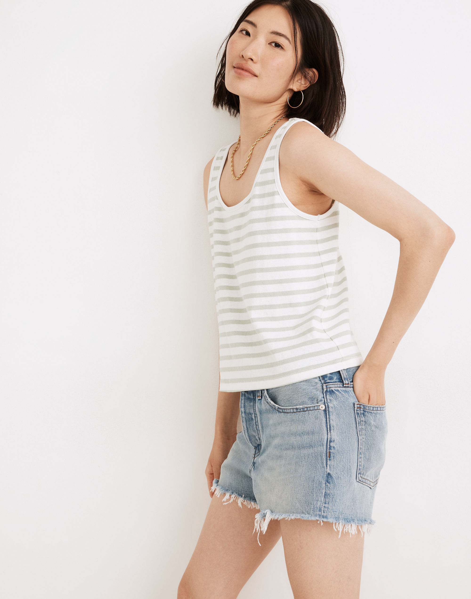 Boxy-Crop Tank Top Crawley Stripe | Madewell