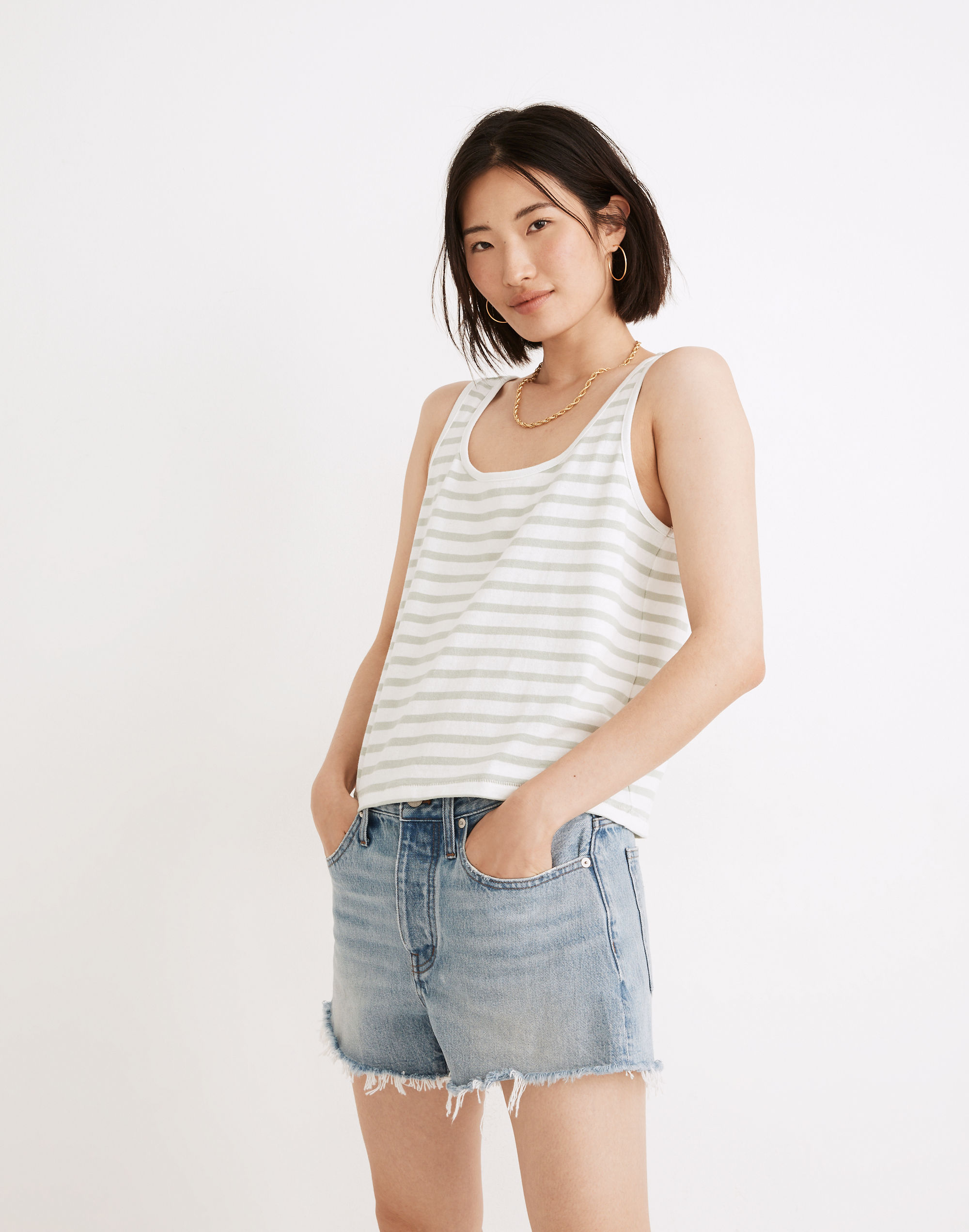 Boxy-Crop Tank Top Crawley Stripe | Madewell