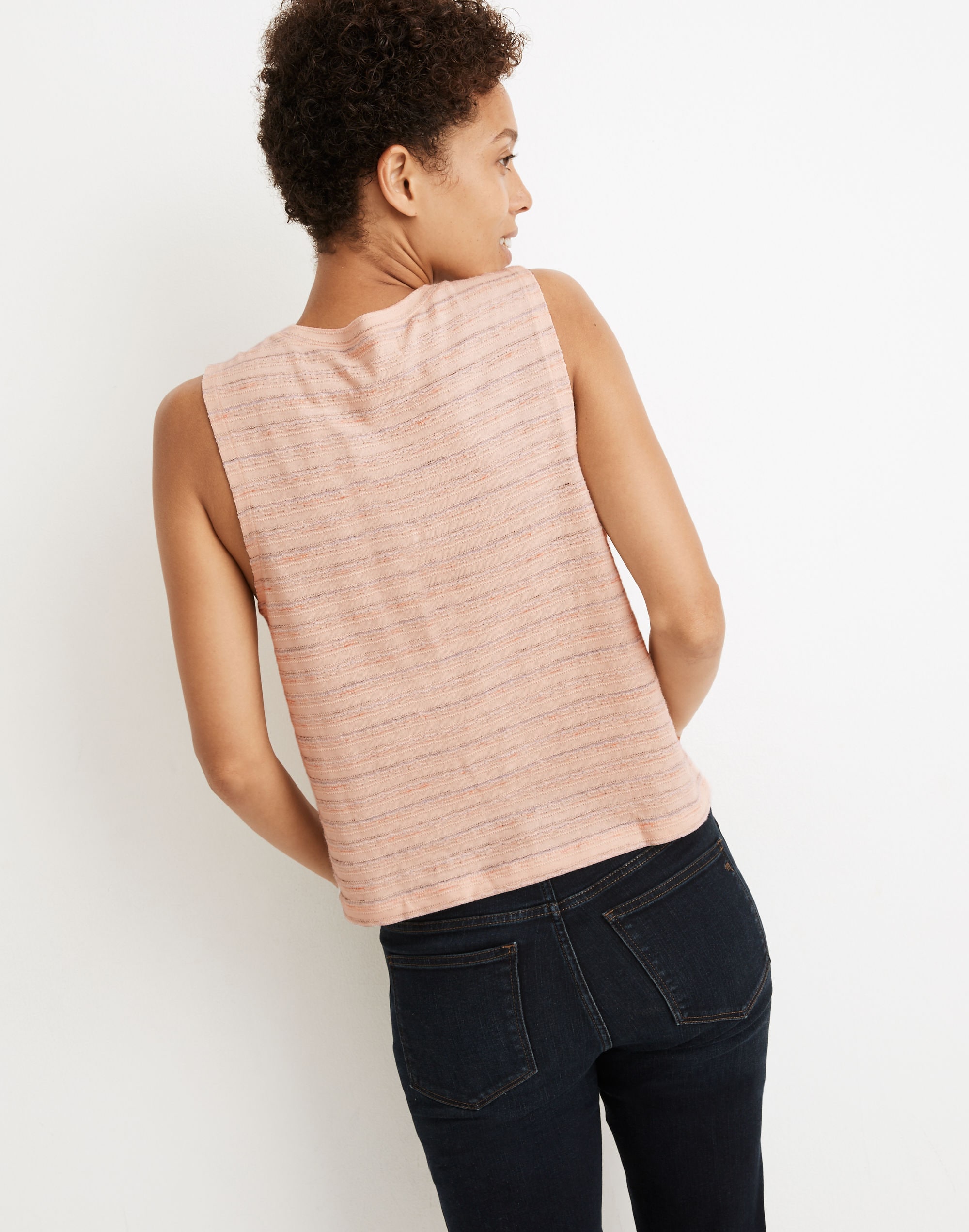 Raw-Edged Hangout Muscle Tank Textured Stripe | Madewell