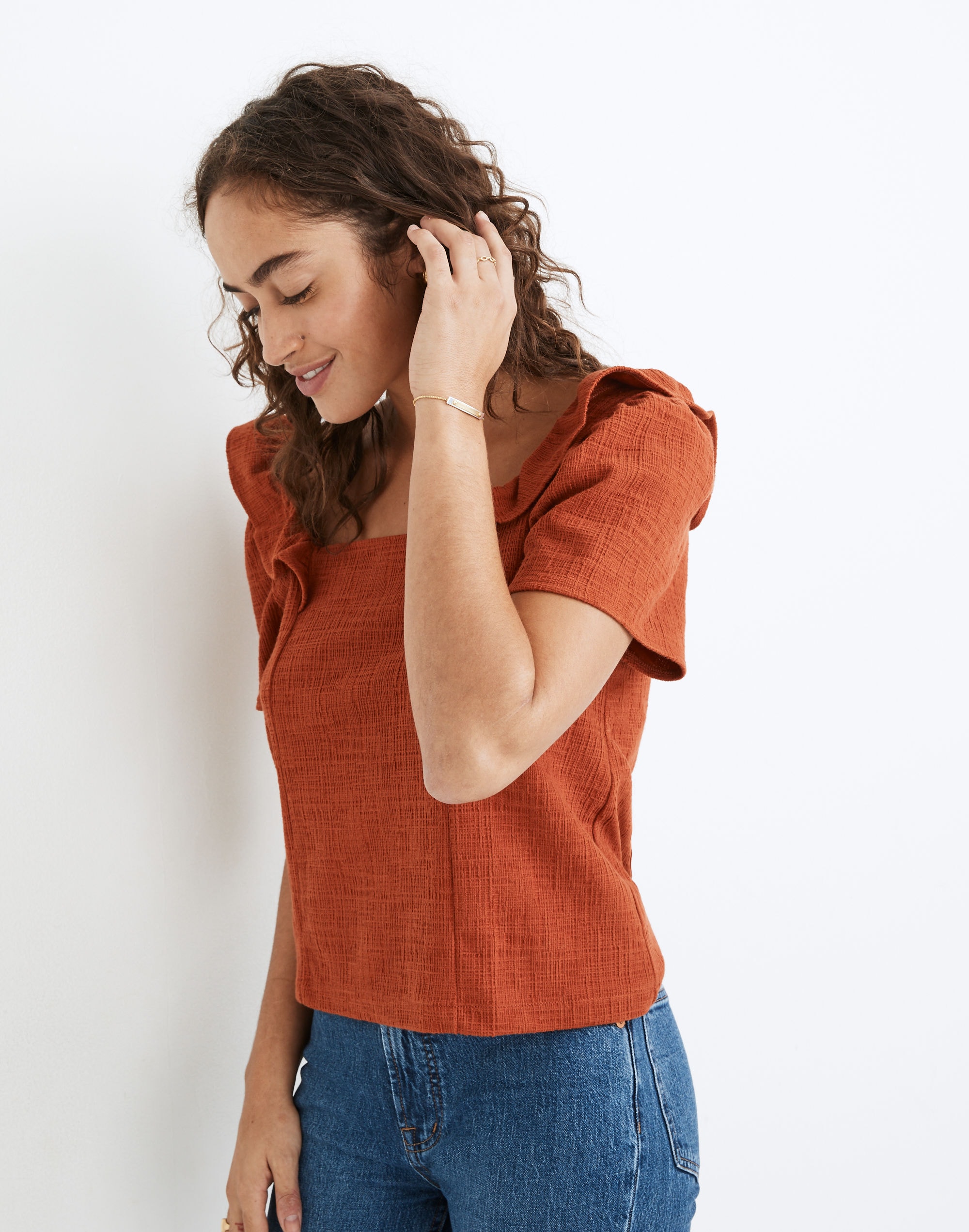 Crosshatch Ruffled Top | Madewell